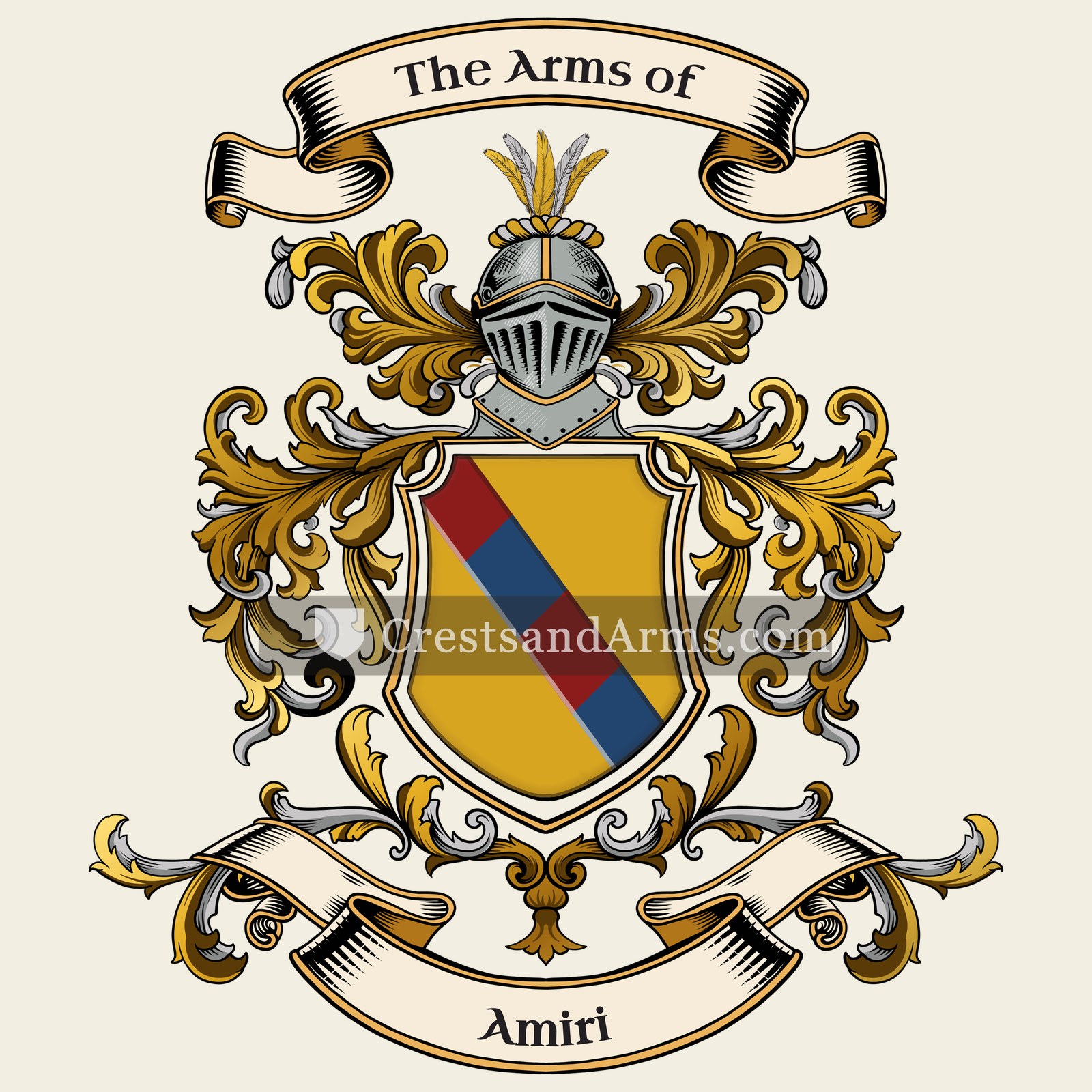 The Amiri coat of arms, drawn from the recorded blazon