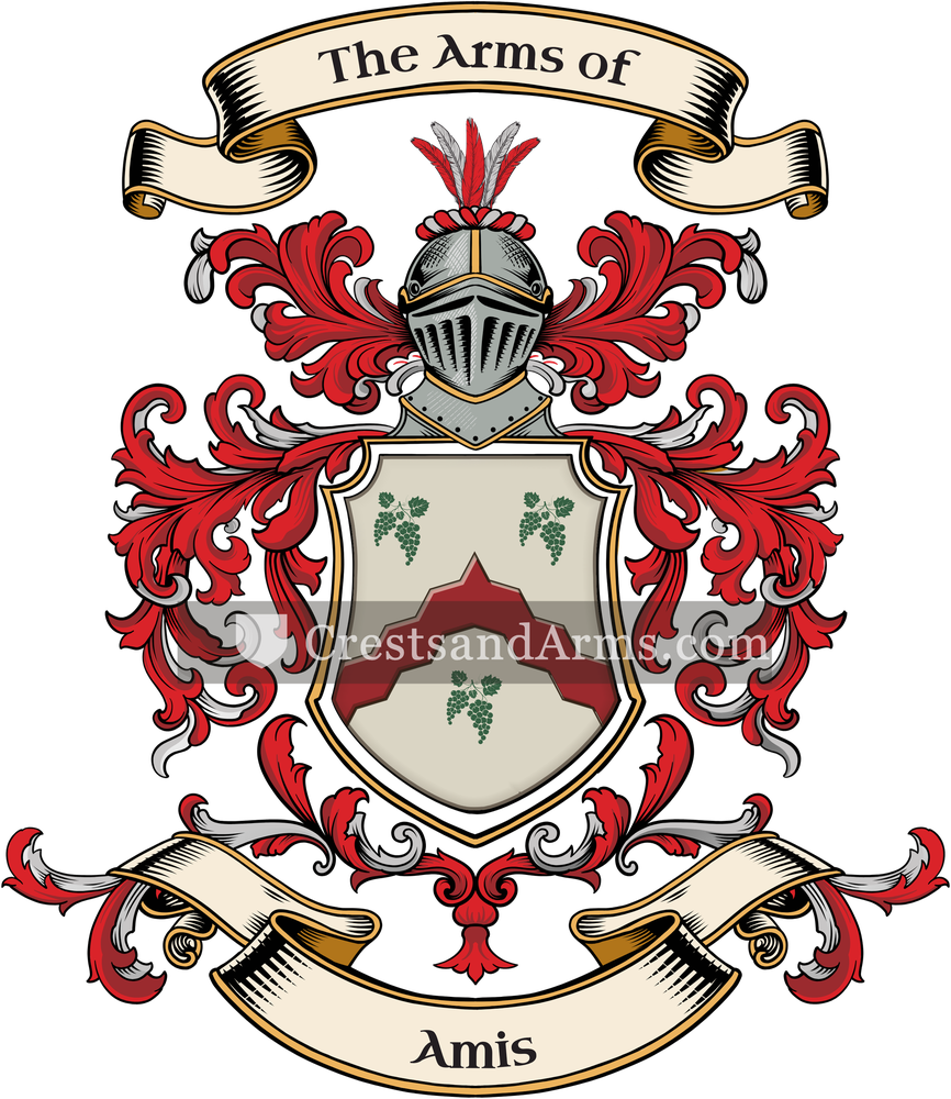 The Amis coat of arms, drawn from the recorded blazon