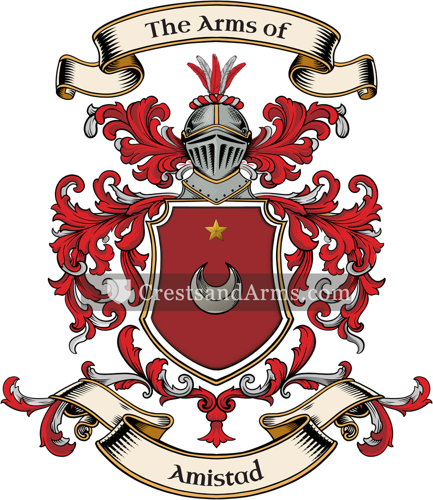 The Amistad coat of arms, drawn from the recorded blazon