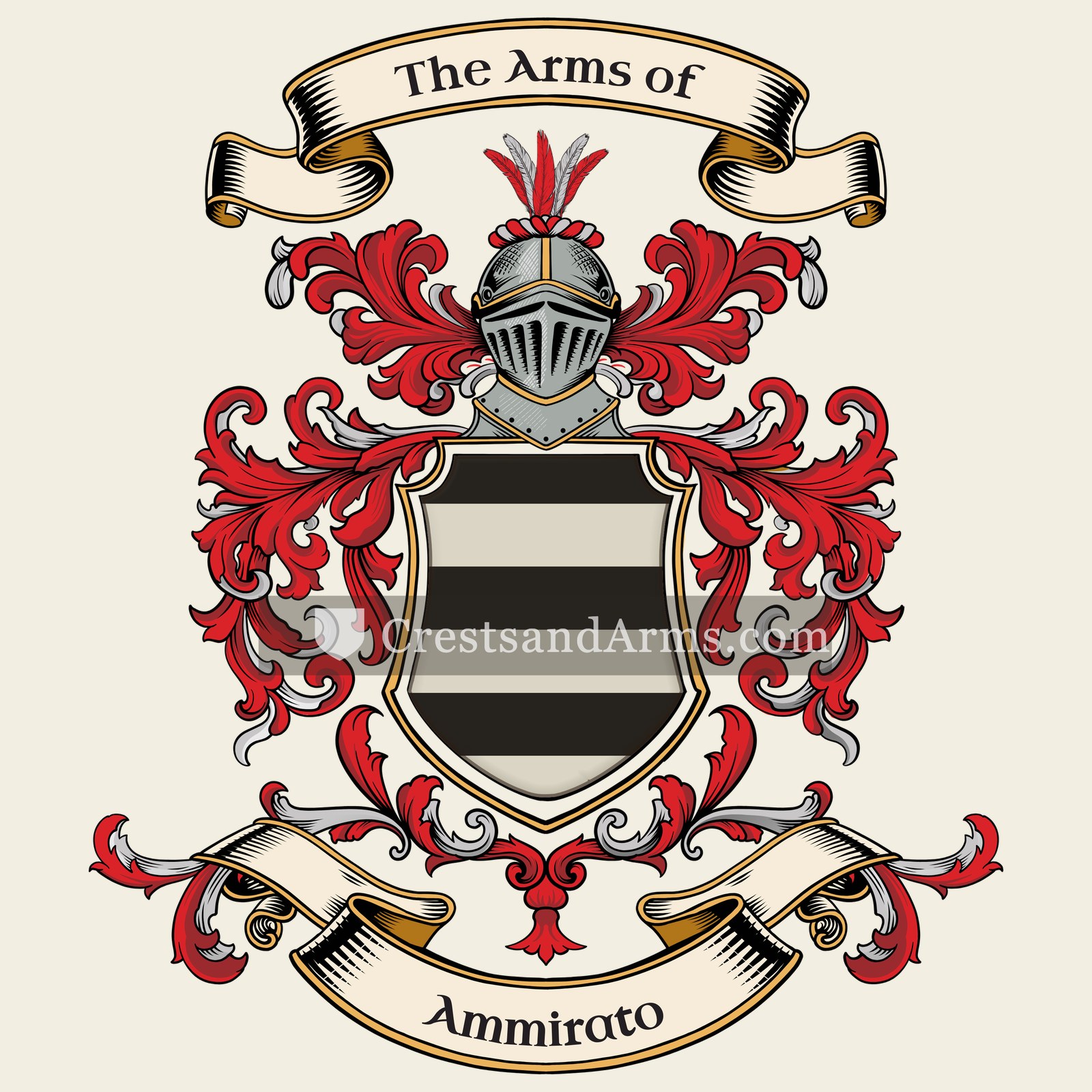 The Ammirato coat of arms, drawn from the recorded blazon