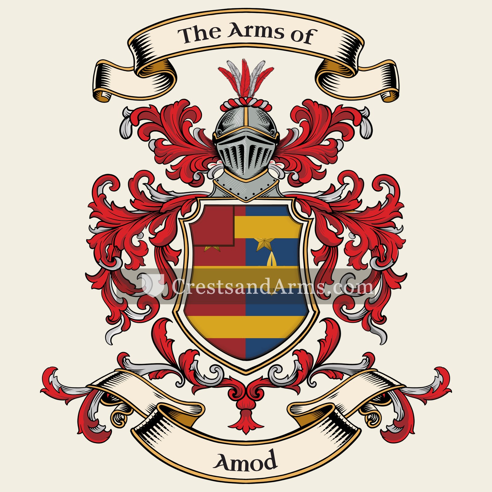 The Amod coat of arms, drawn from the recorded blazon