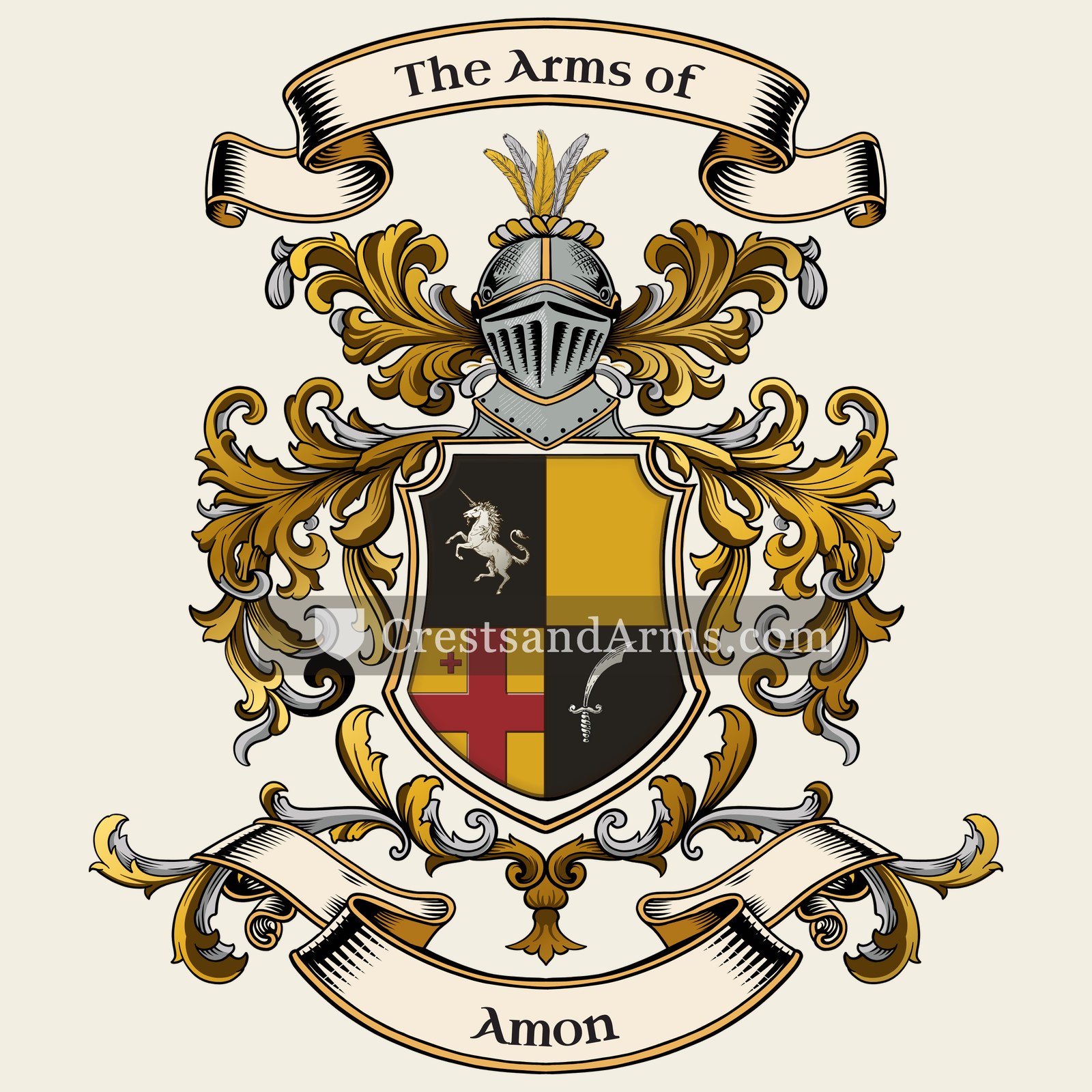 The Amon coat of arms, drawn from the recorded blazon