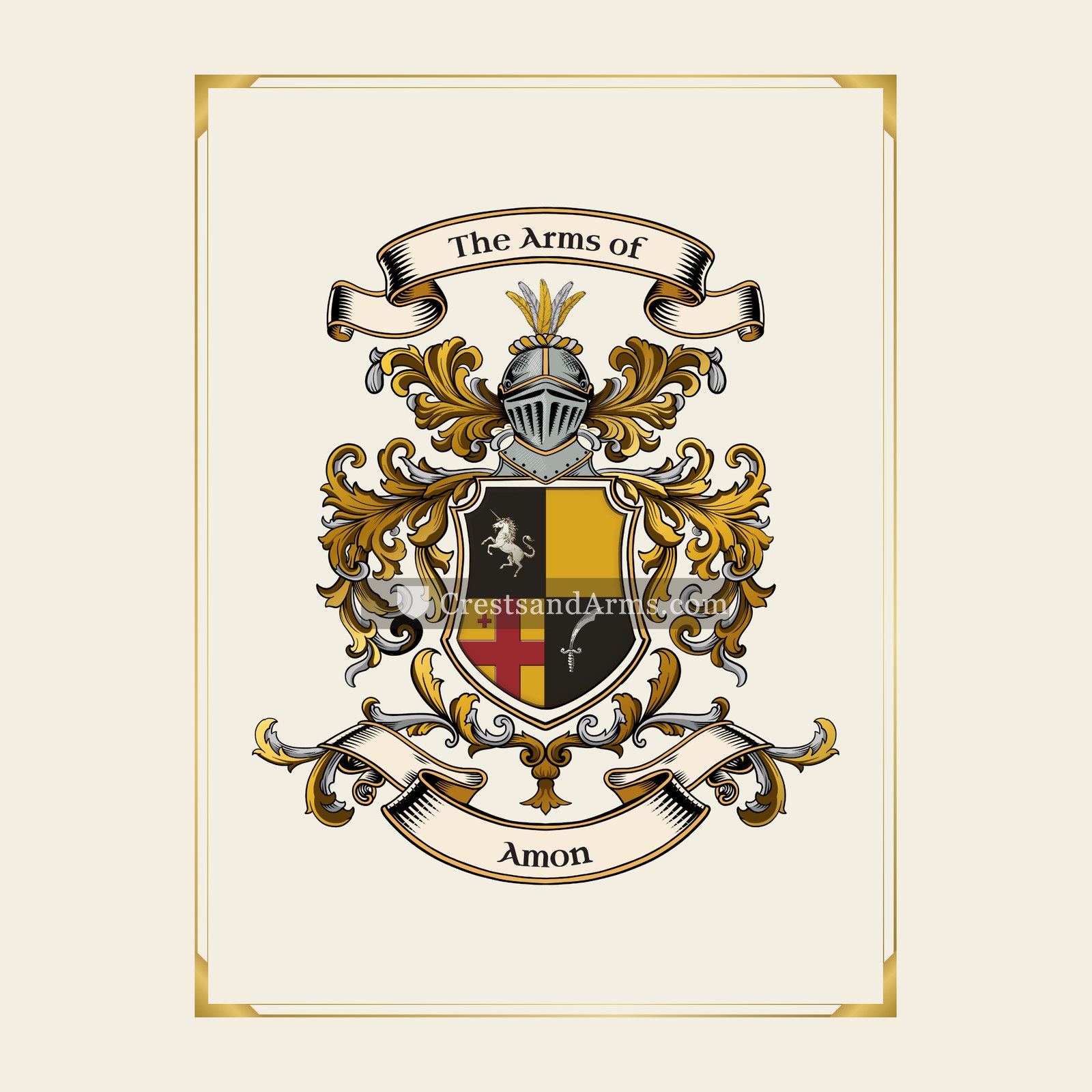 With gold border