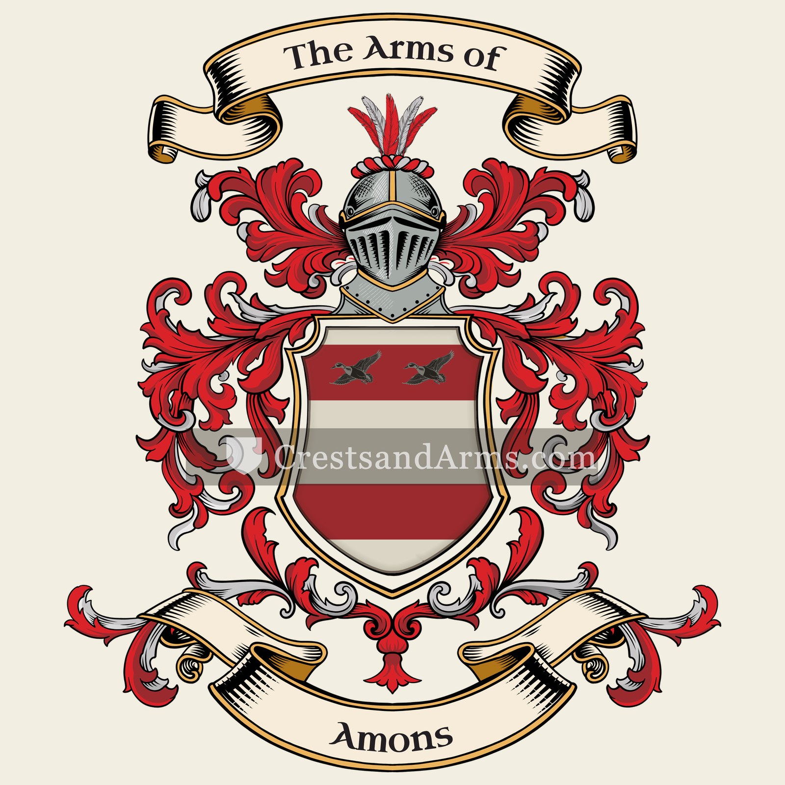 The Amons coat of arms, drawn from the recorded blazon