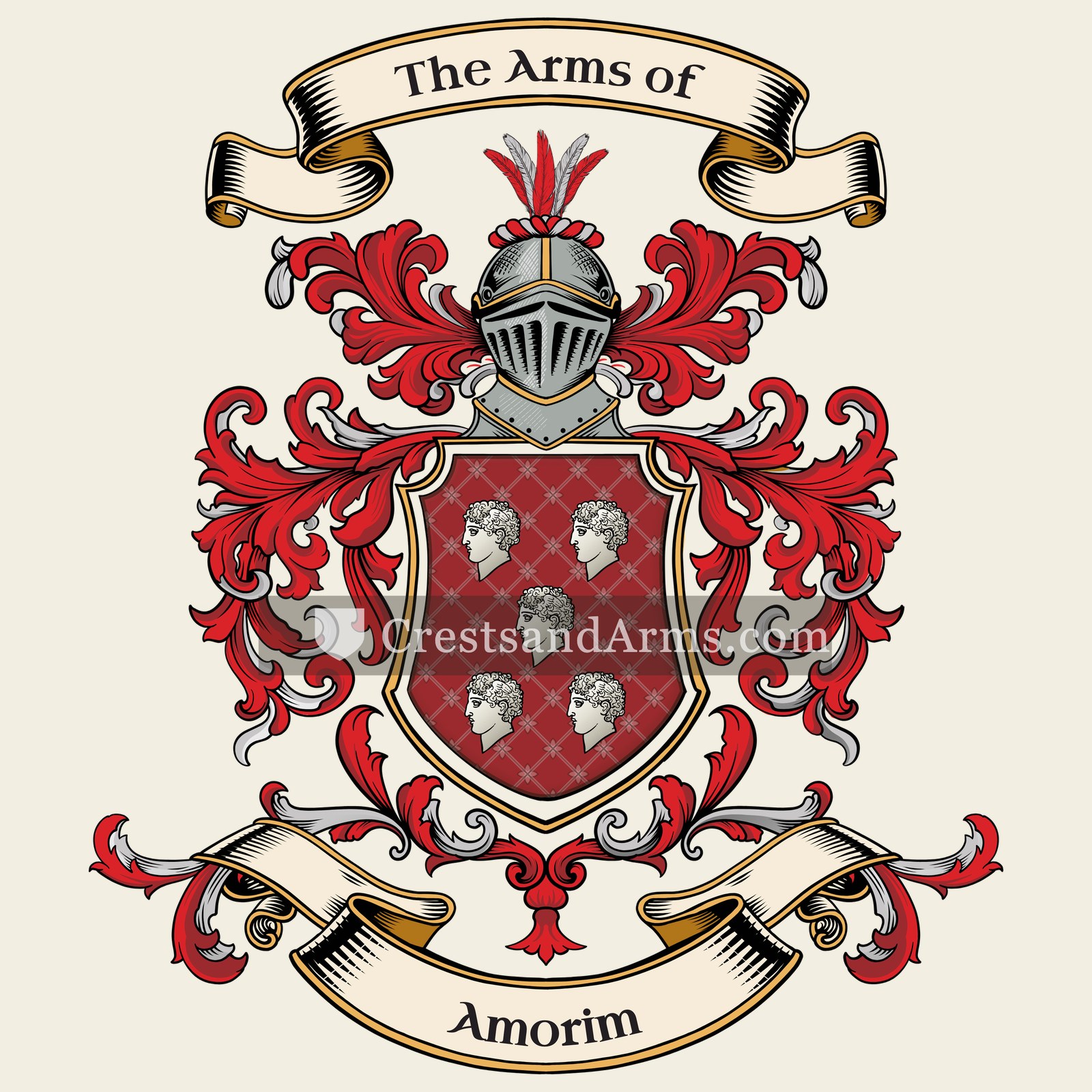 The Amorim coat of arms, drawn from the recorded blazon