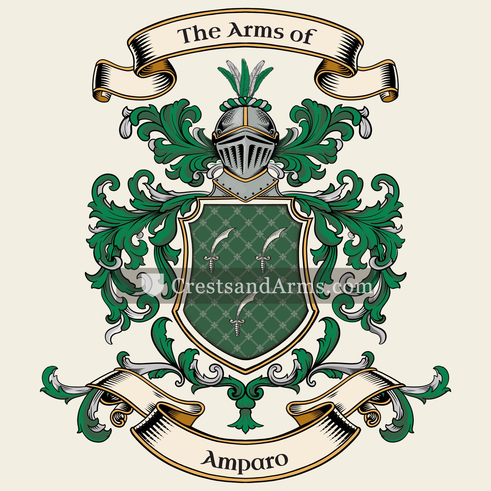 The Amparo coat of arms, drawn from the recorded blazon