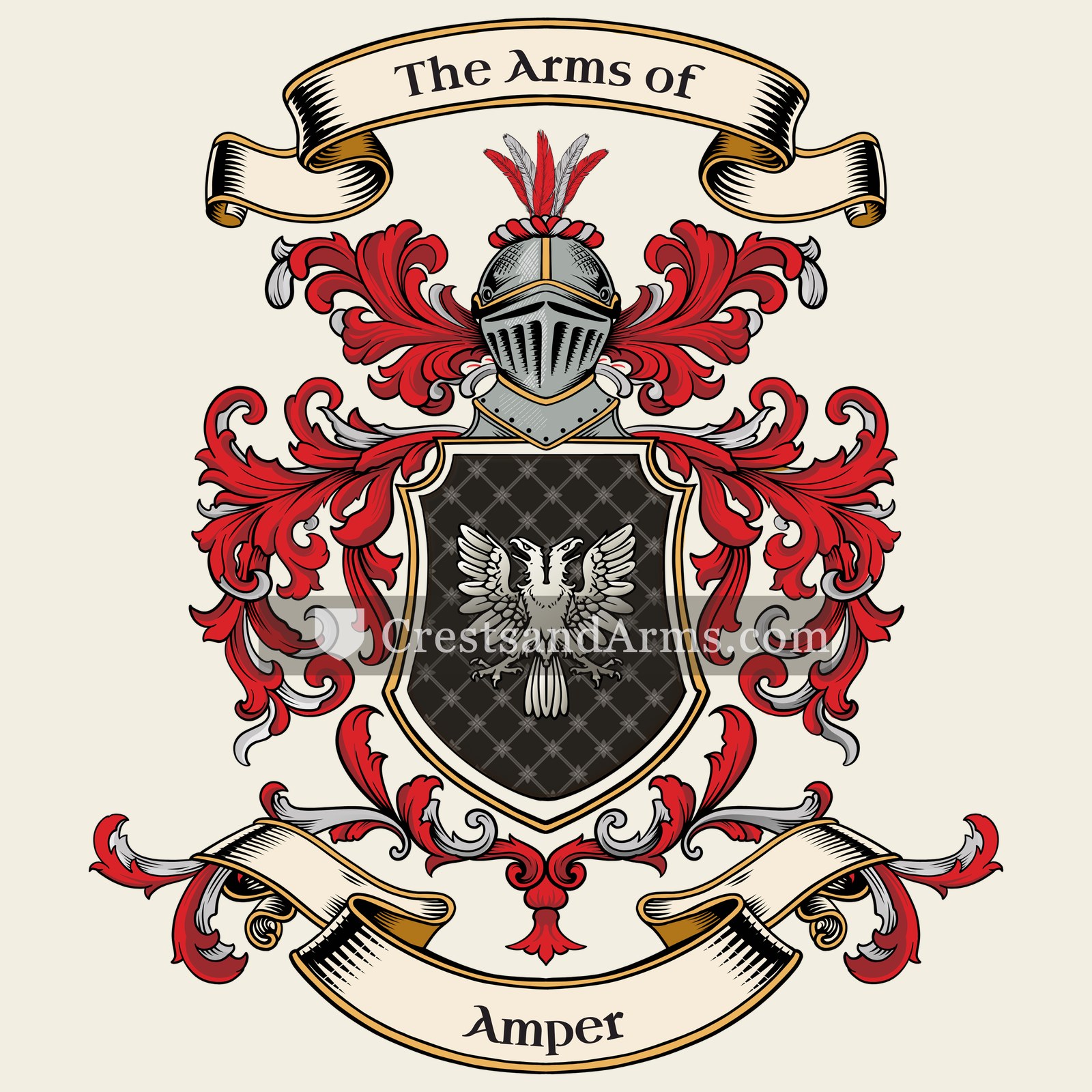 The Amper coat of arms, drawn from the recorded blazon