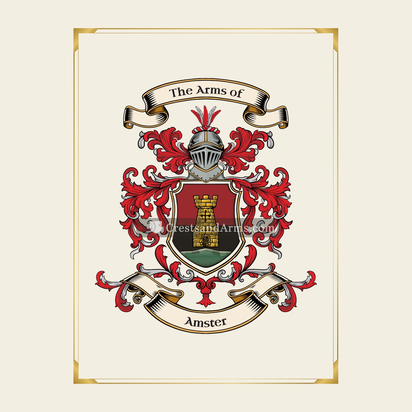 With gold border