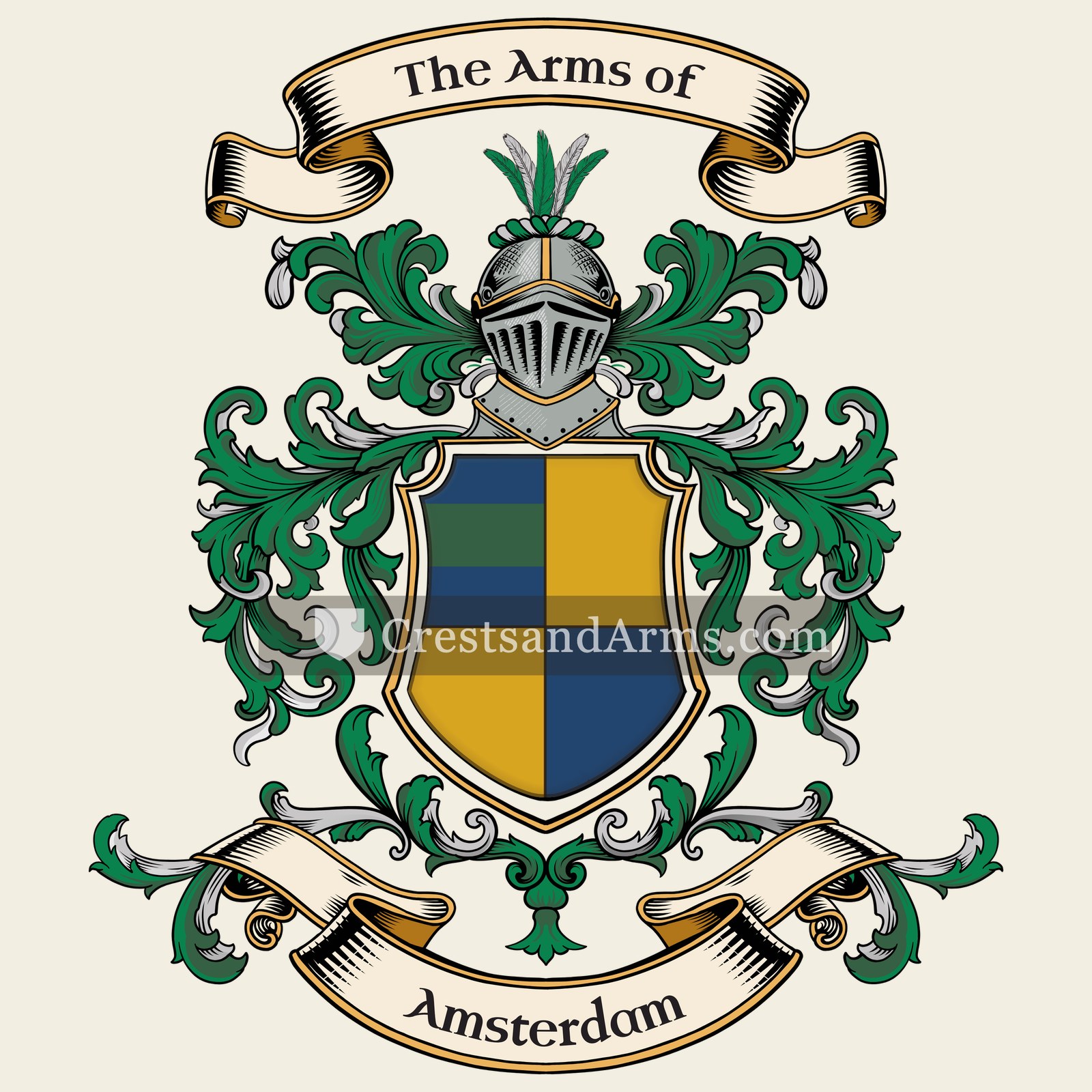 The Amsterdam coat of arms, drawn from the recorded blazon