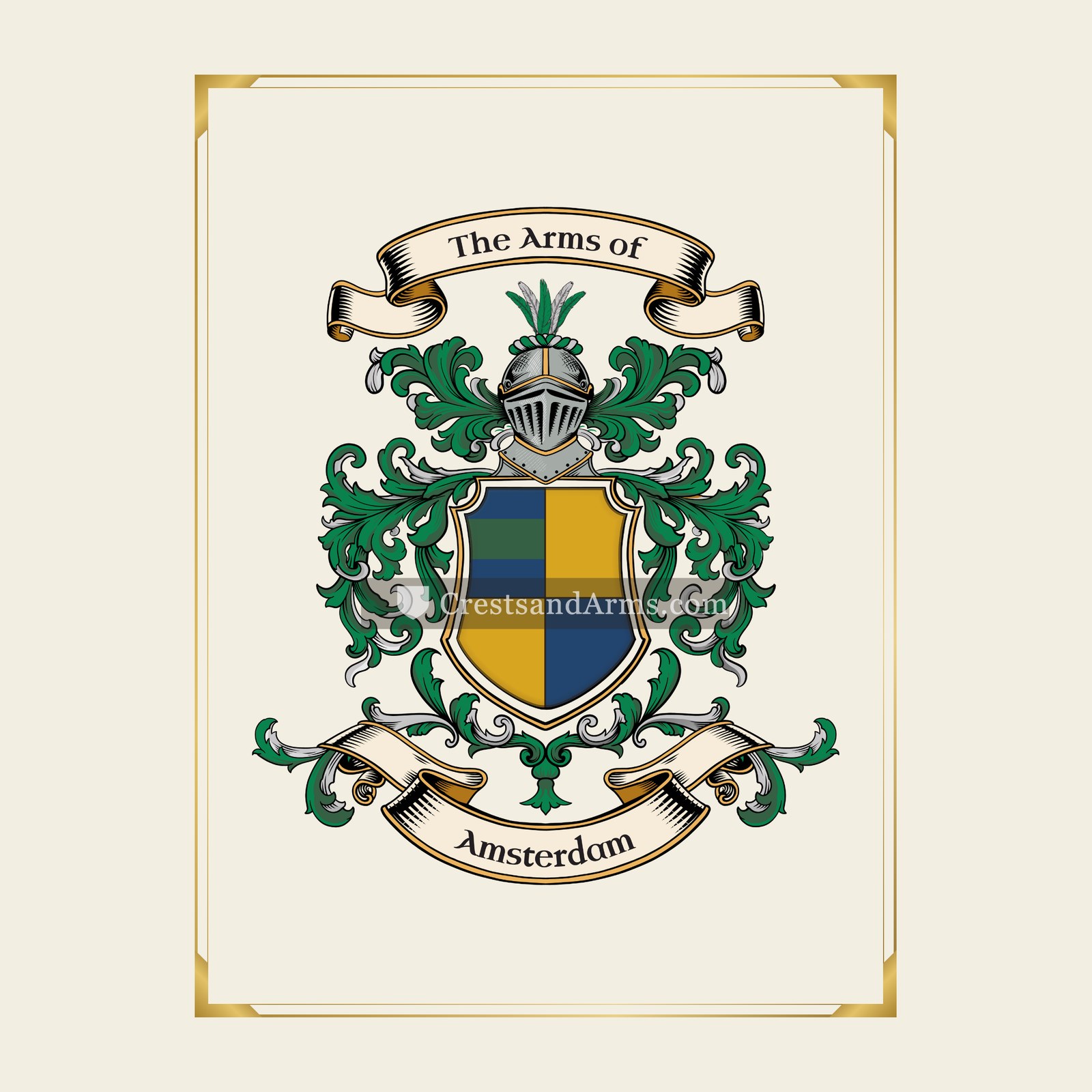 With gold border