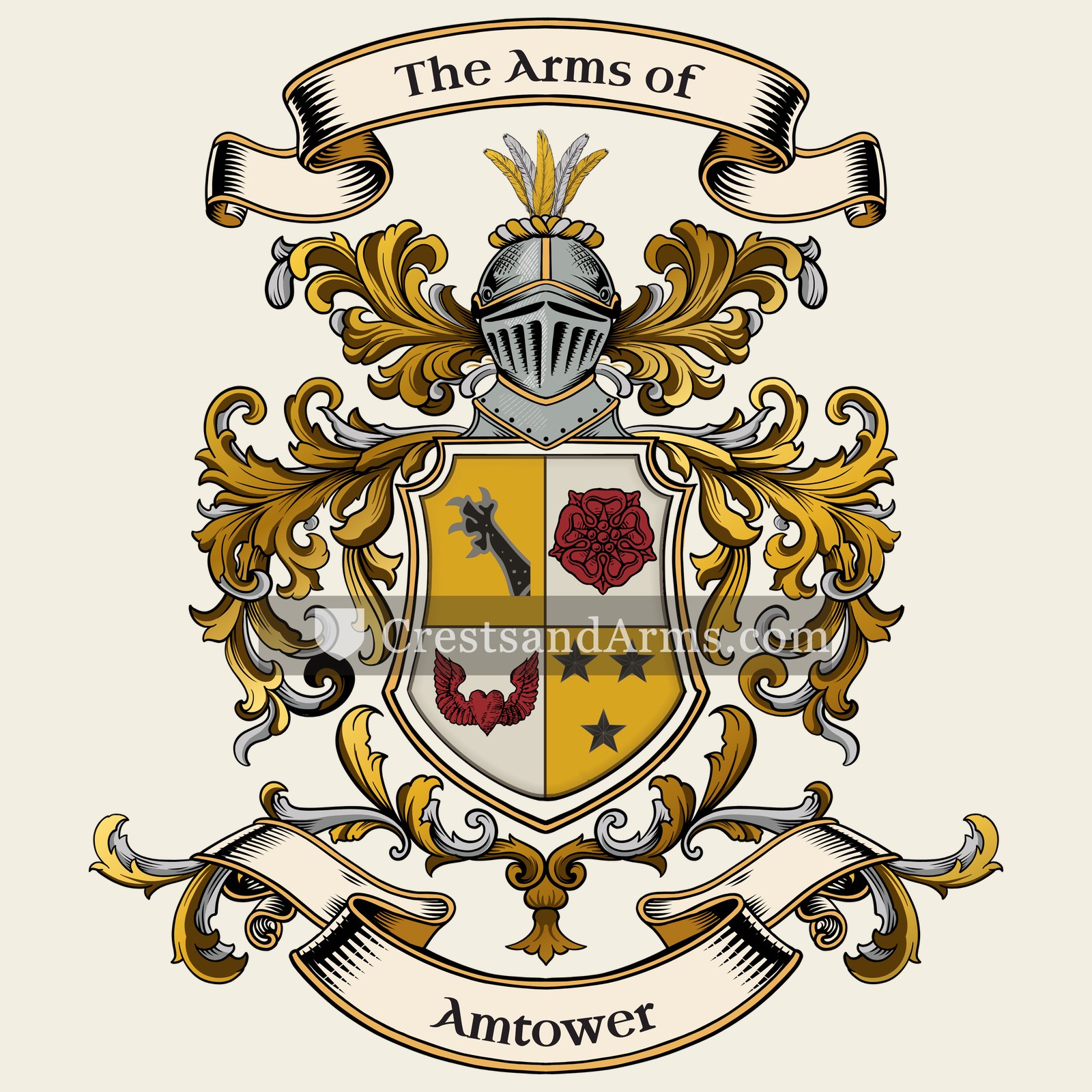 The Amtower coat of arms, drawn from the recorded blazon