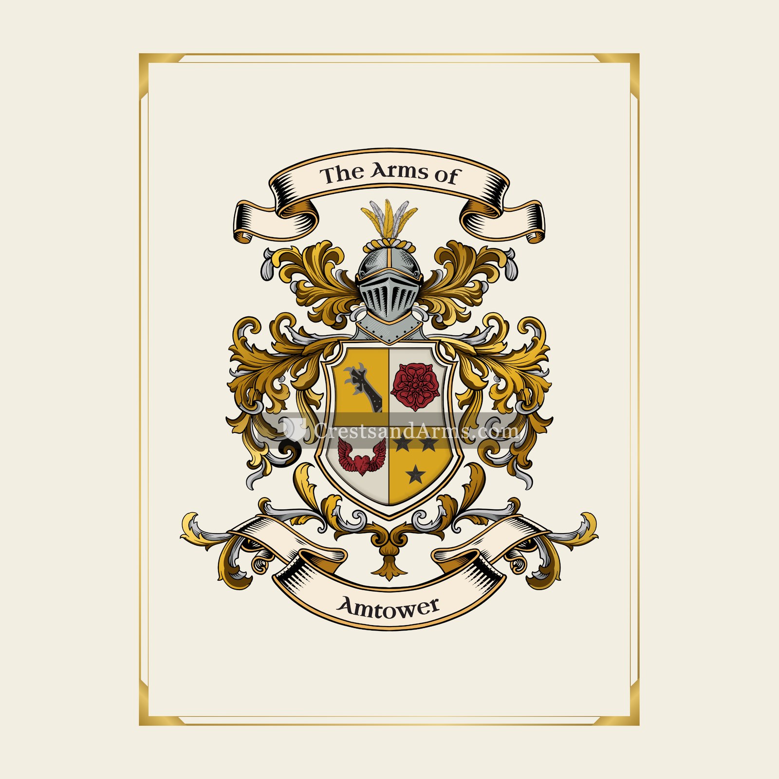 With gold border