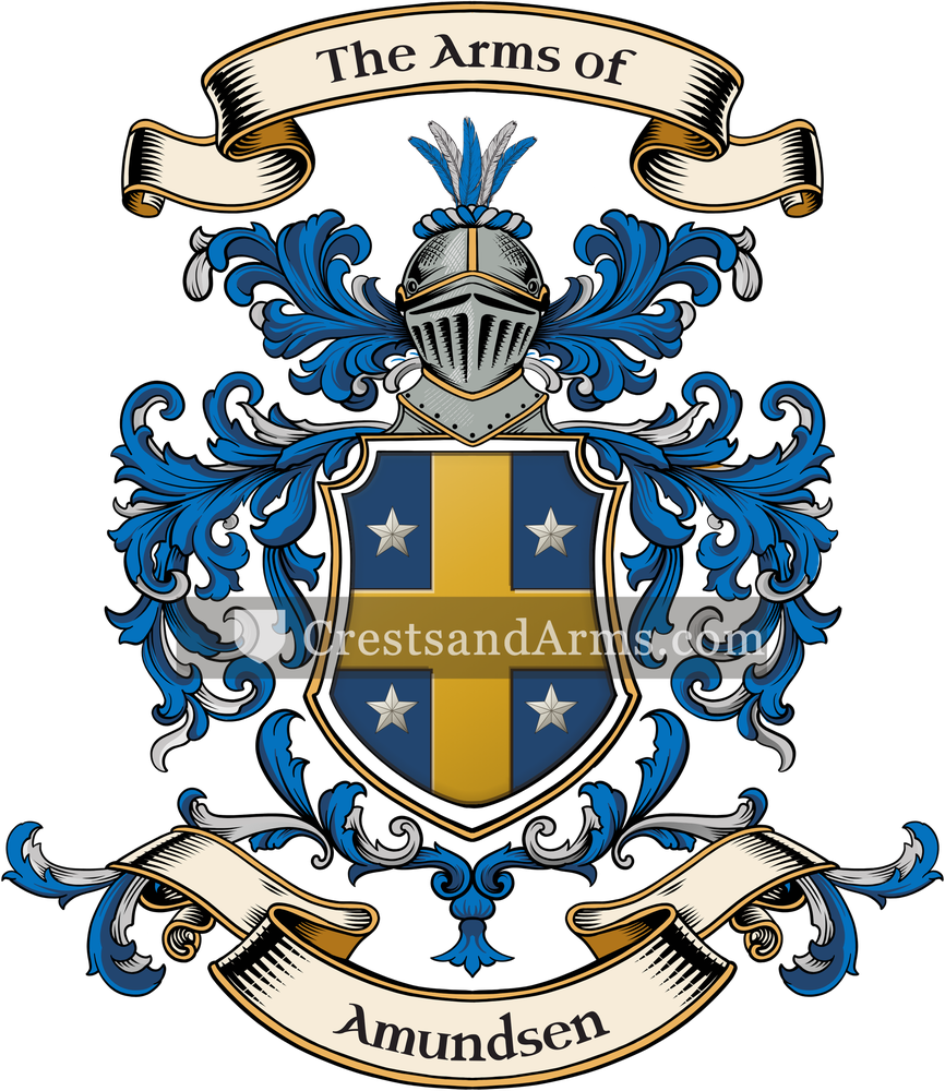 The Amundsen coat of arms, drawn from the recorded blazon