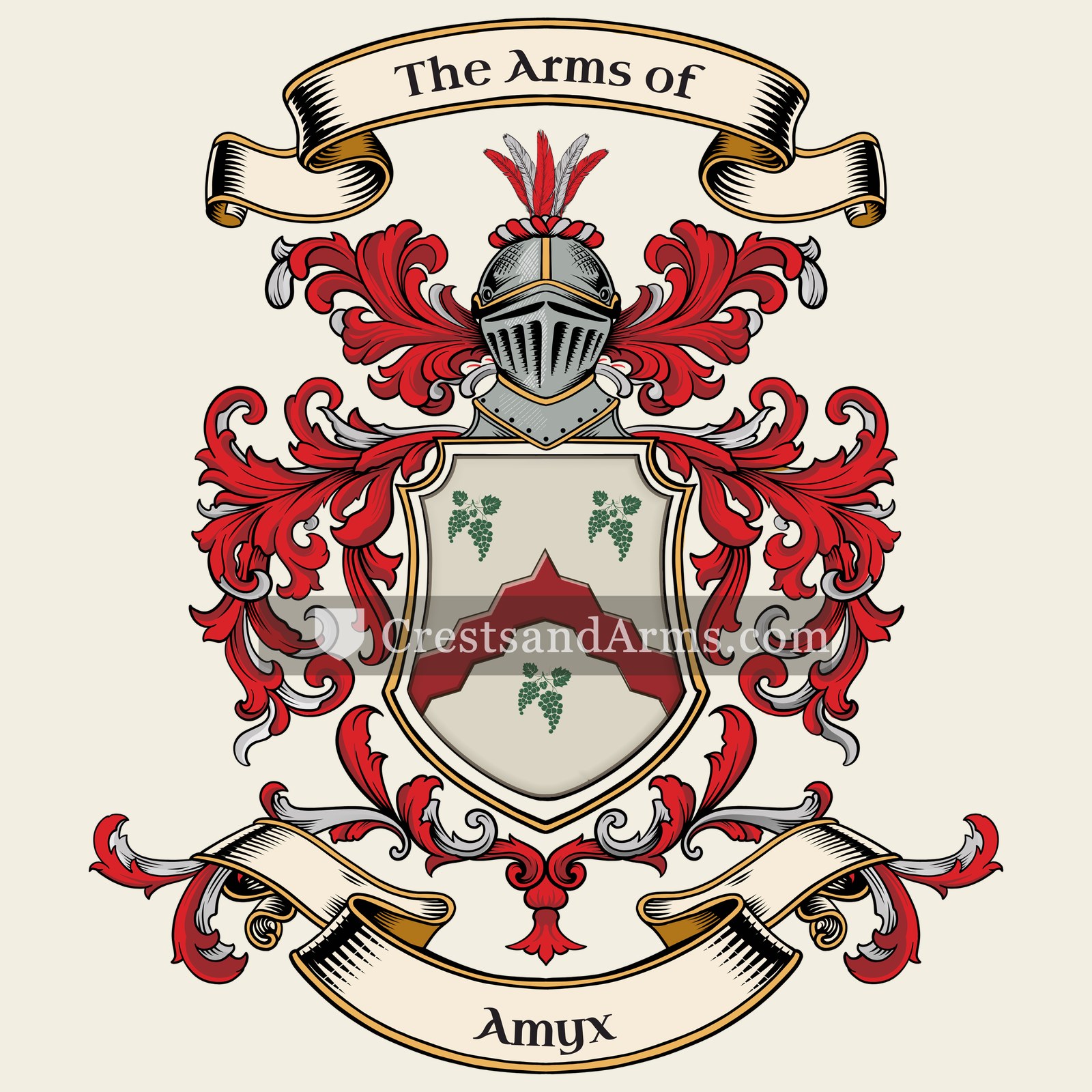 The Amyx coat of arms, drawn from the recorded blazon