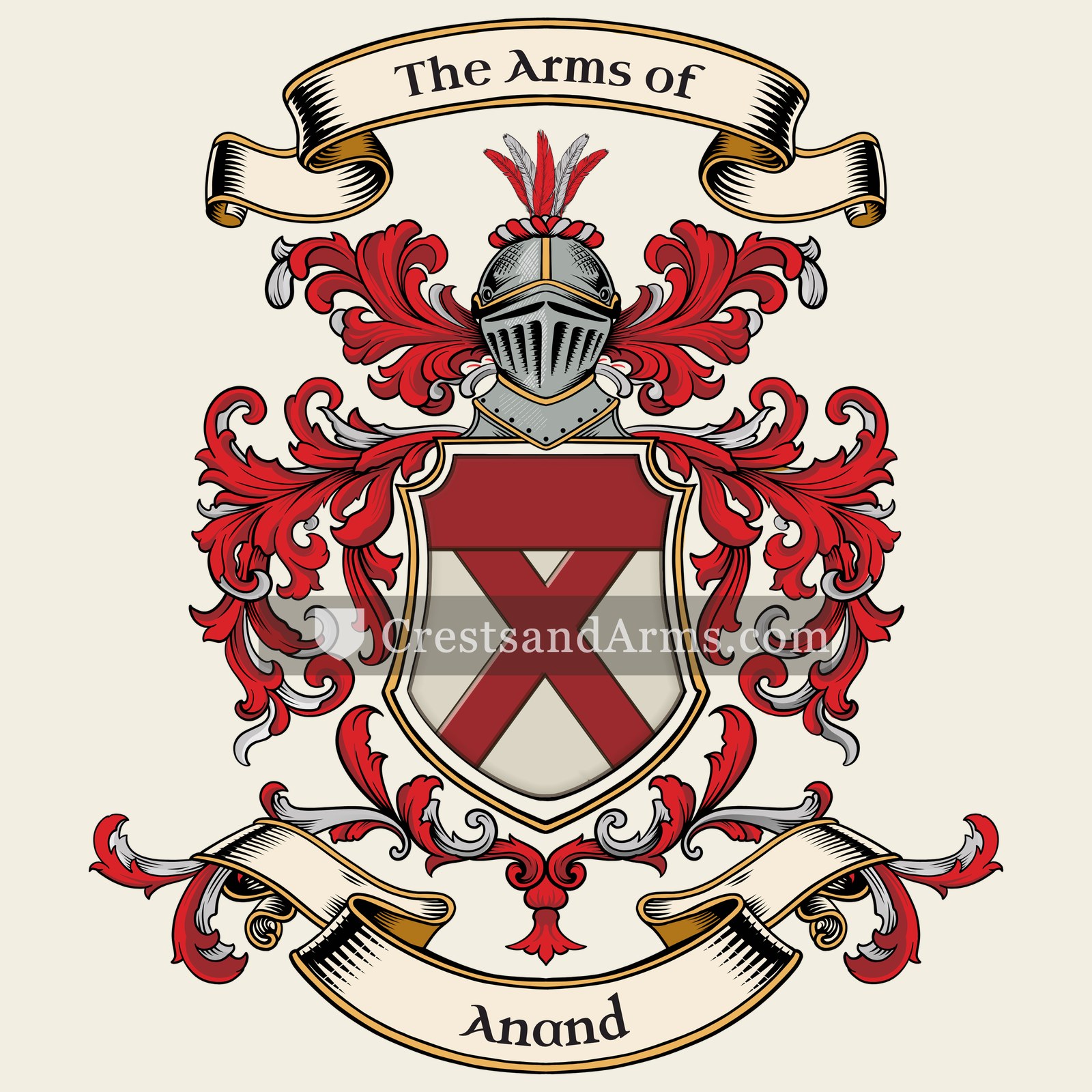 The Anand coat of arms, drawn from the recorded blazon