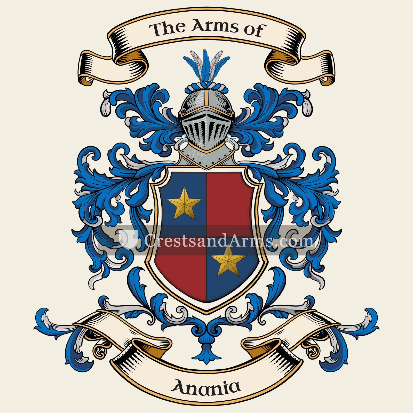 The Anania coat of arms, drawn from the recorded blazon