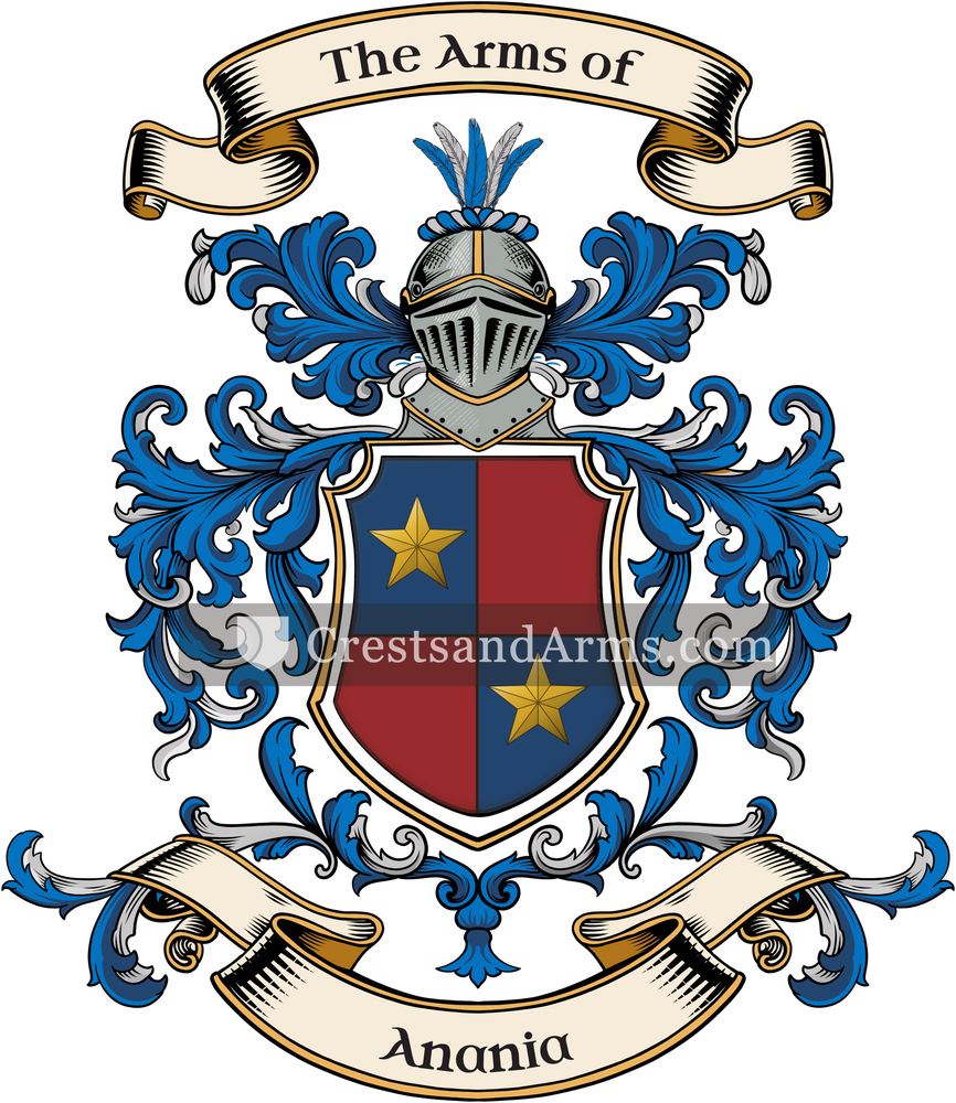 The Anania coat of arms, drawn from the recorded blazon
