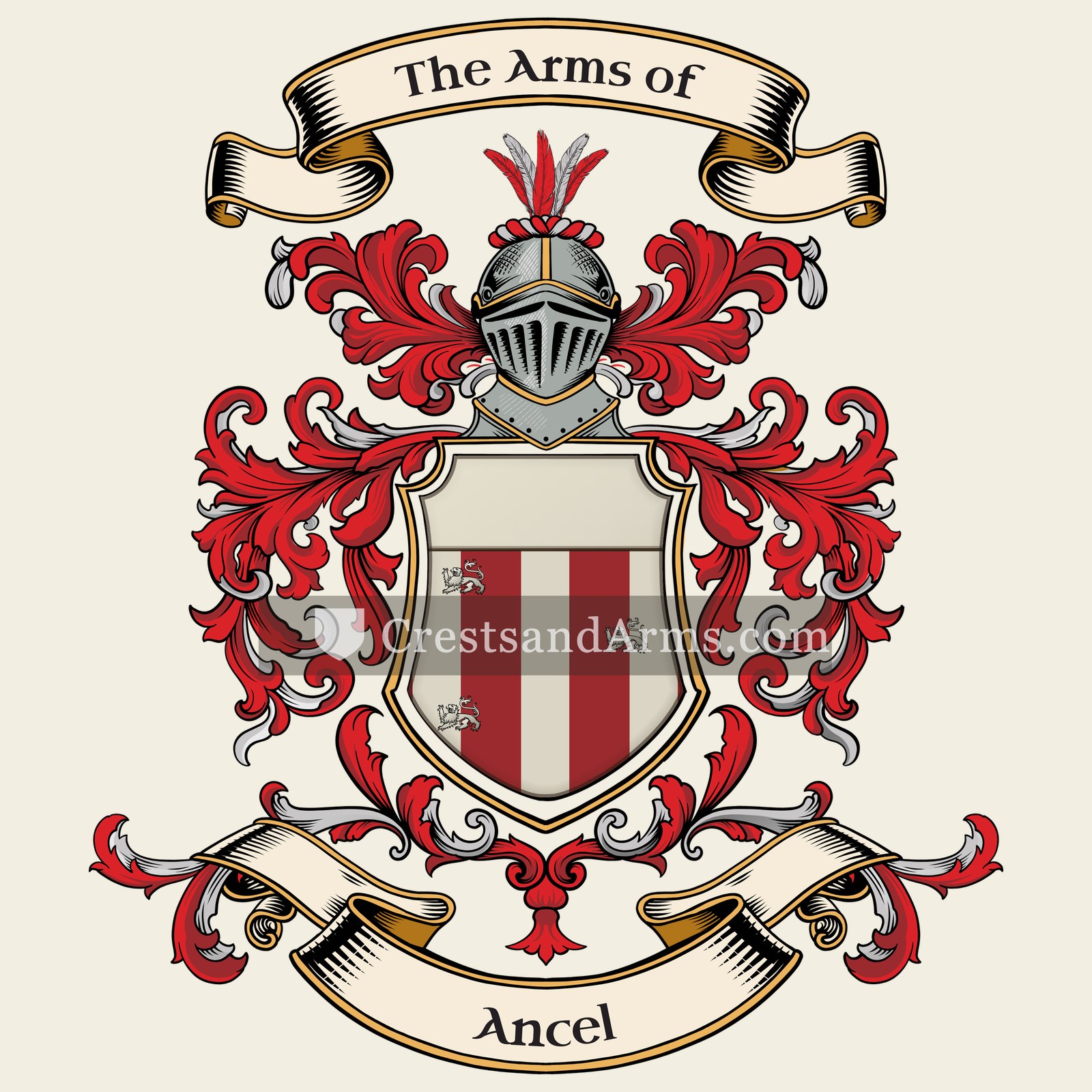 The Ancel coat of arms, drawn from the recorded blazon