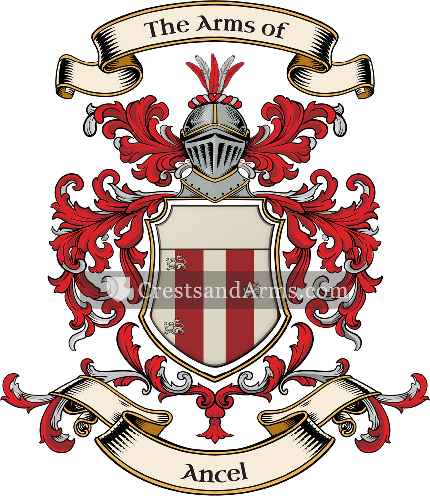 The Ancel coat of arms, drawn from the recorded blazon