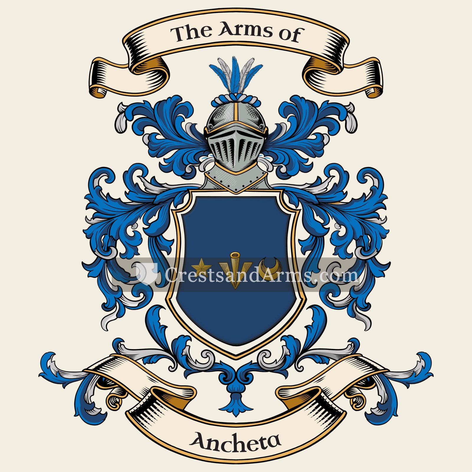 The Ancheta coat of arms, drawn from the recorded blazon