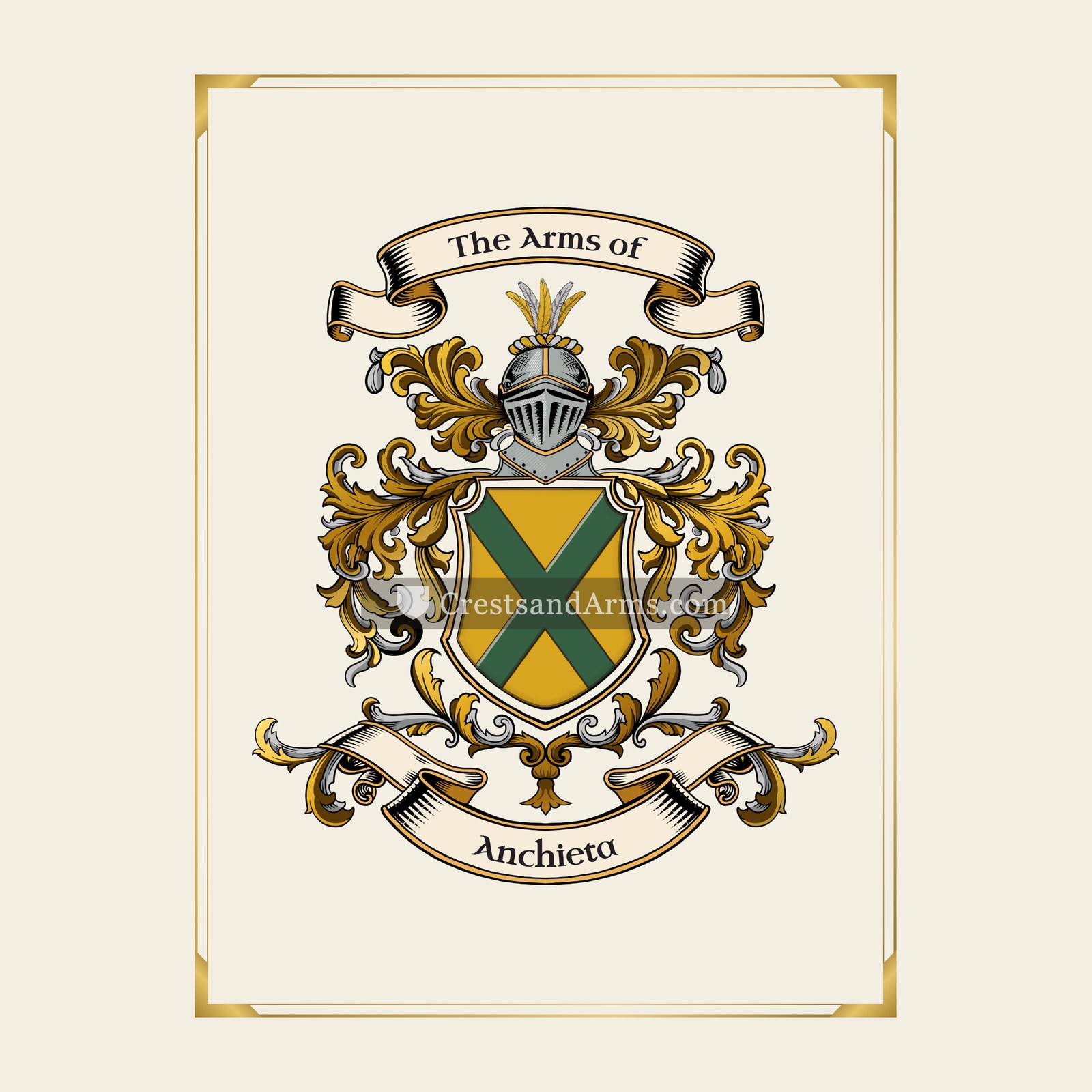 With gold border