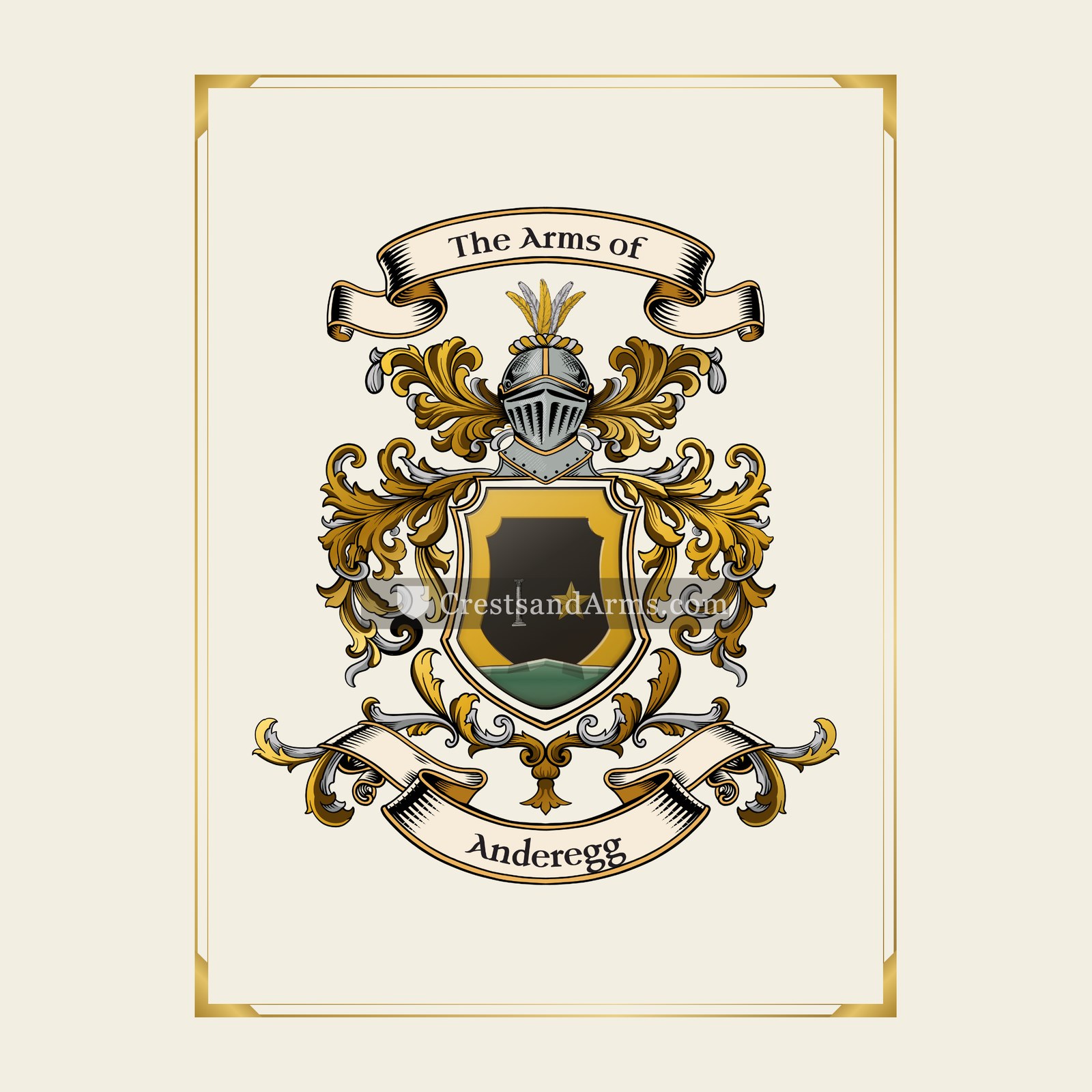 With gold border