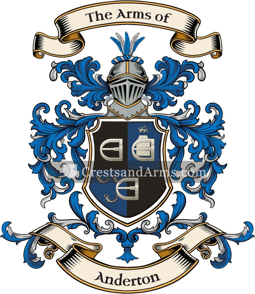 The Anderton coat of arms, drawn from the recorded blazon
