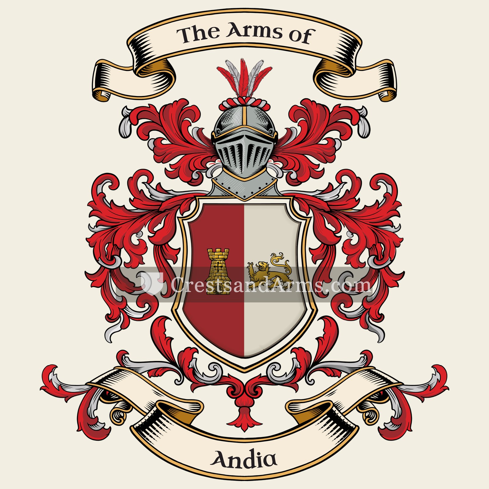 The Andia coat of arms, drawn from the recorded blazon