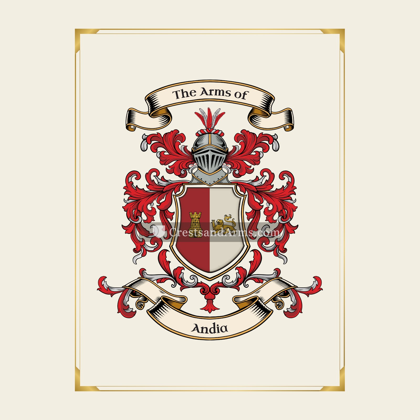 With gold border