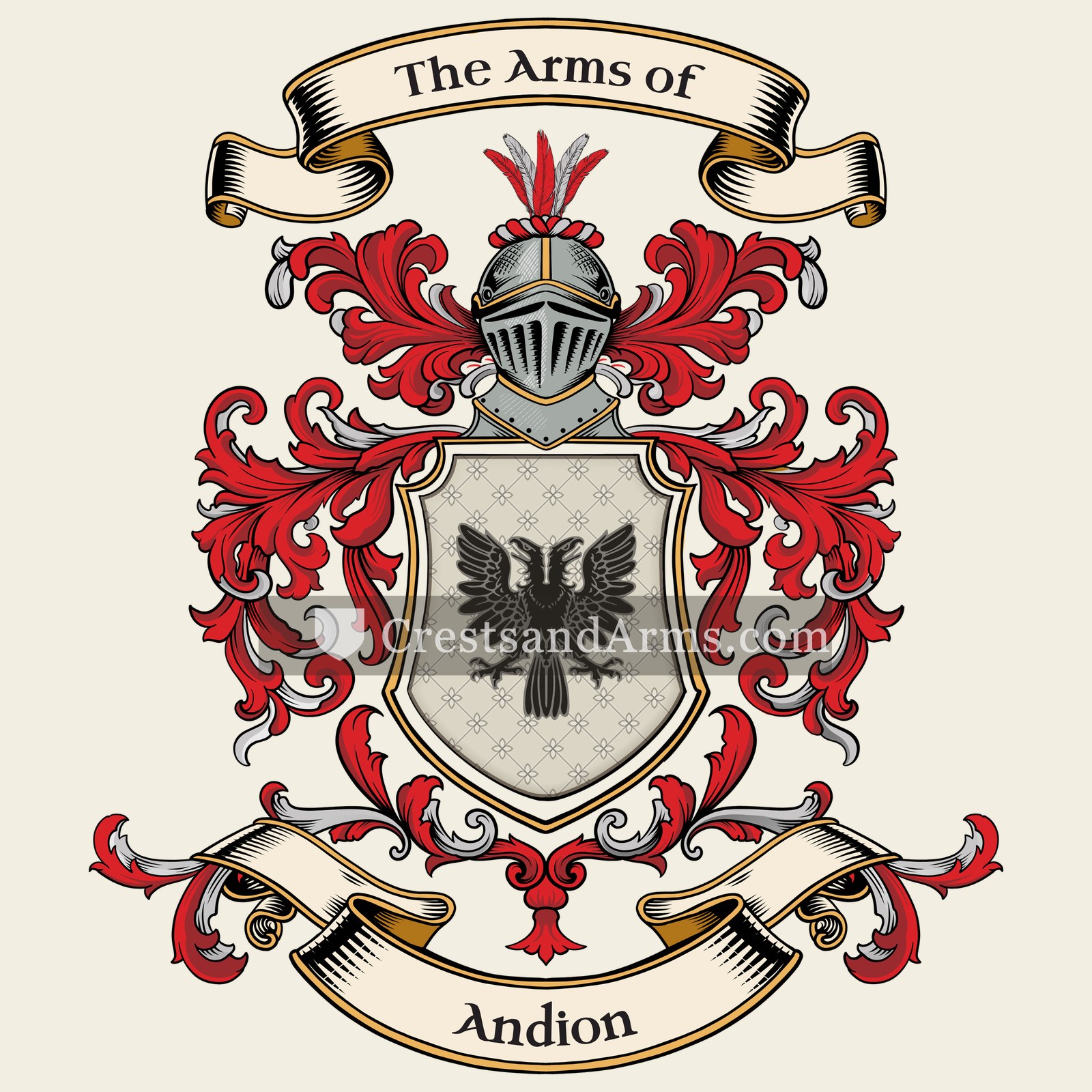 The Andion coat of arms, drawn from the recorded blazon