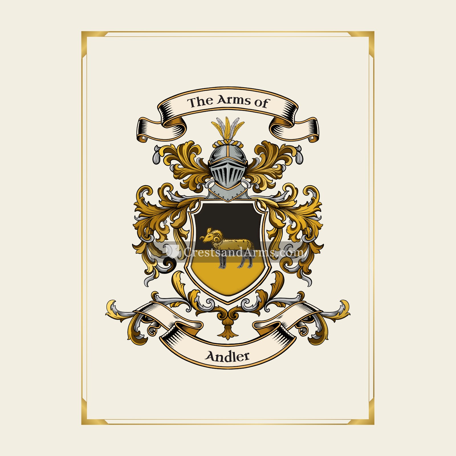 With gold border