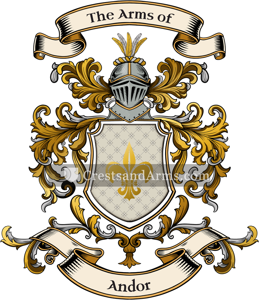 The Andor coat of arms, drawn from the recorded blazon