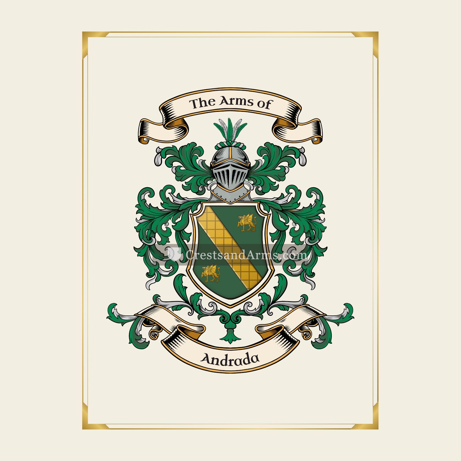With gold border