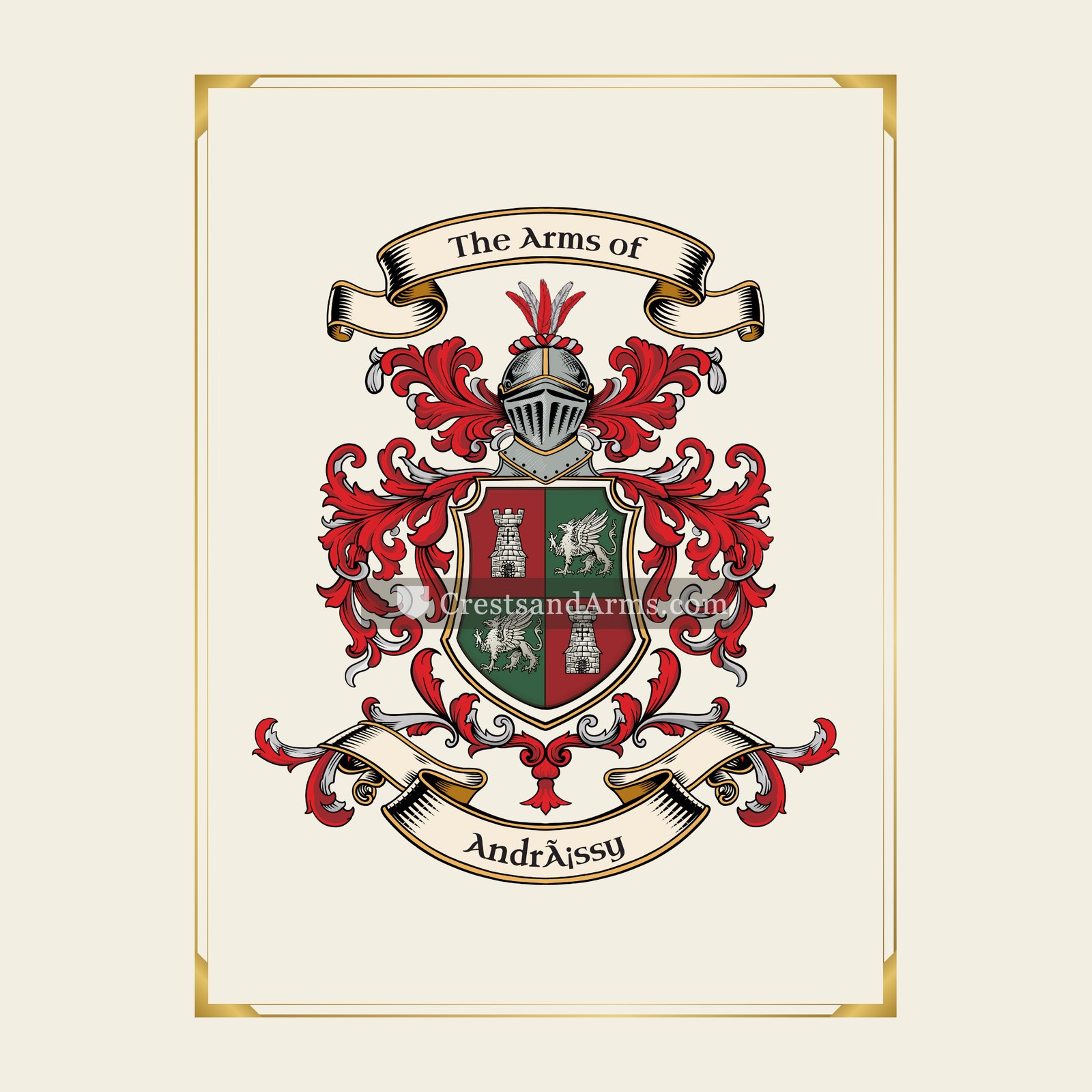 With gold border