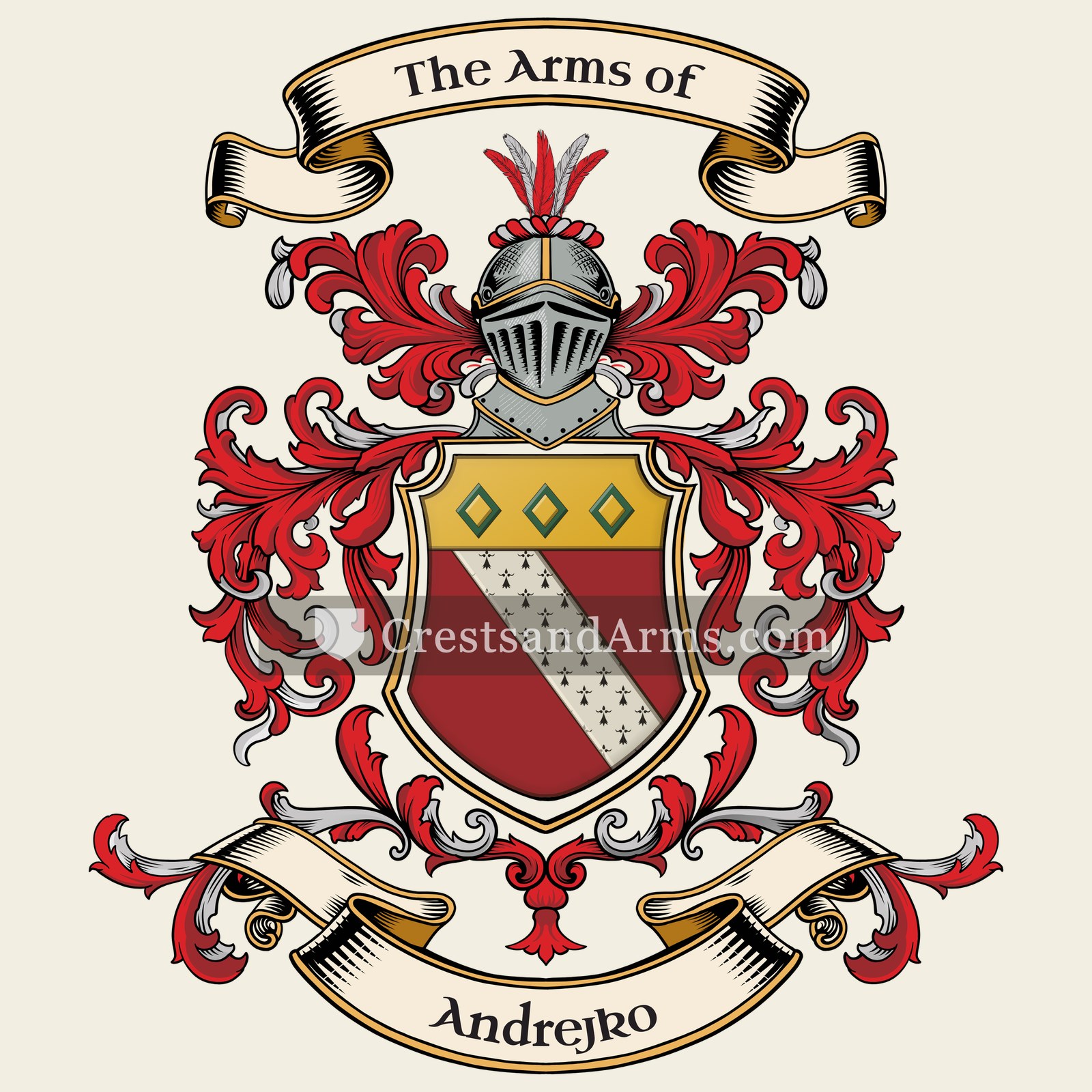 The Andrejko coat of arms, drawn from the recorded blazon