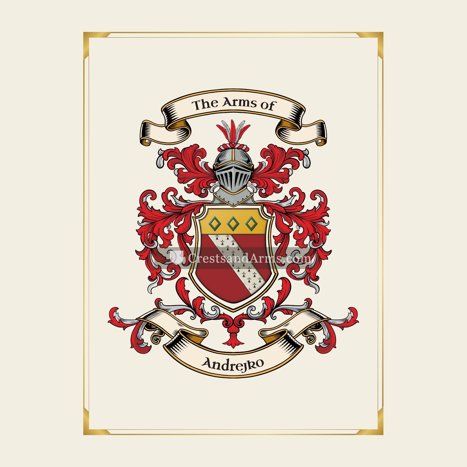 With gold border