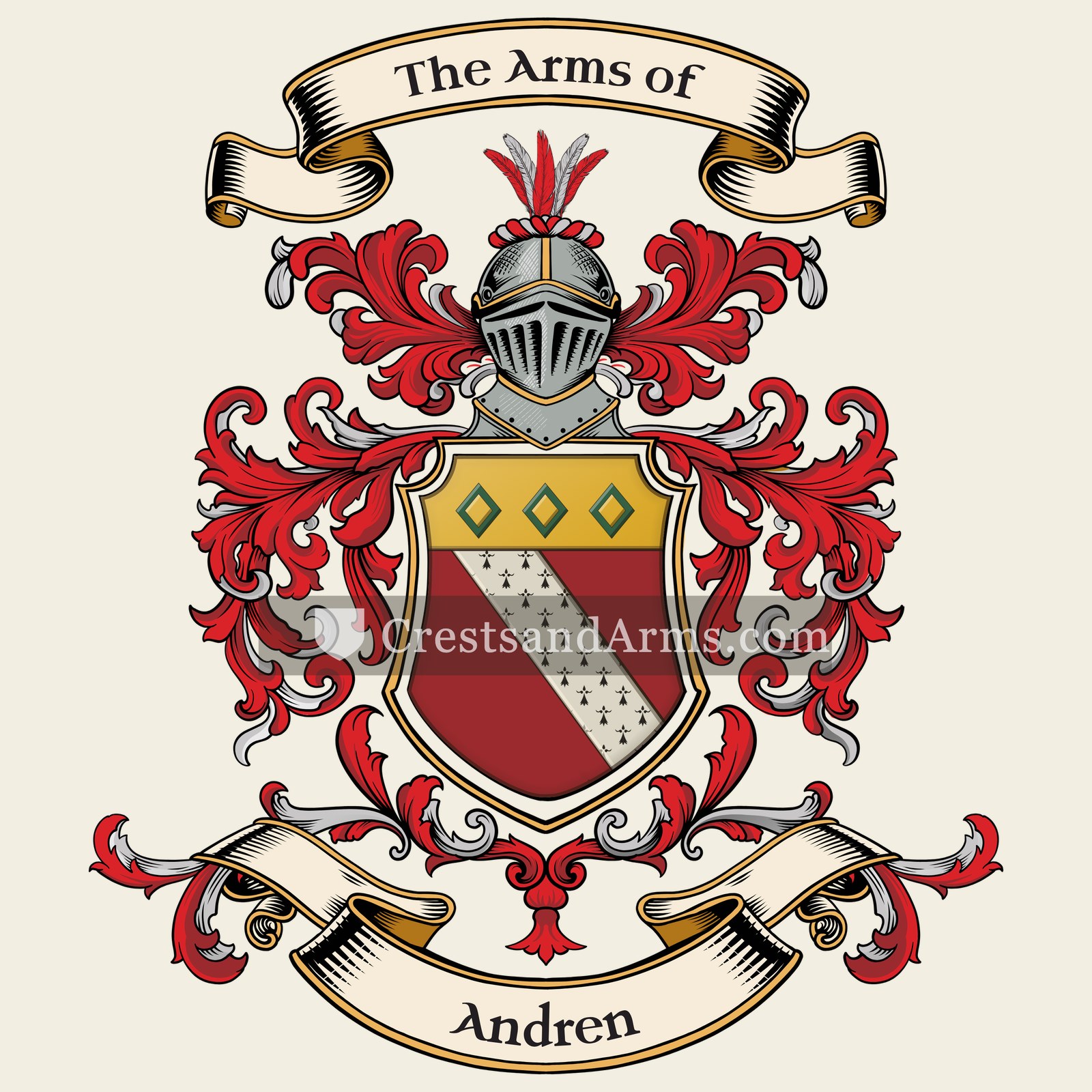 The Andren coat of arms, drawn from the recorded blazon