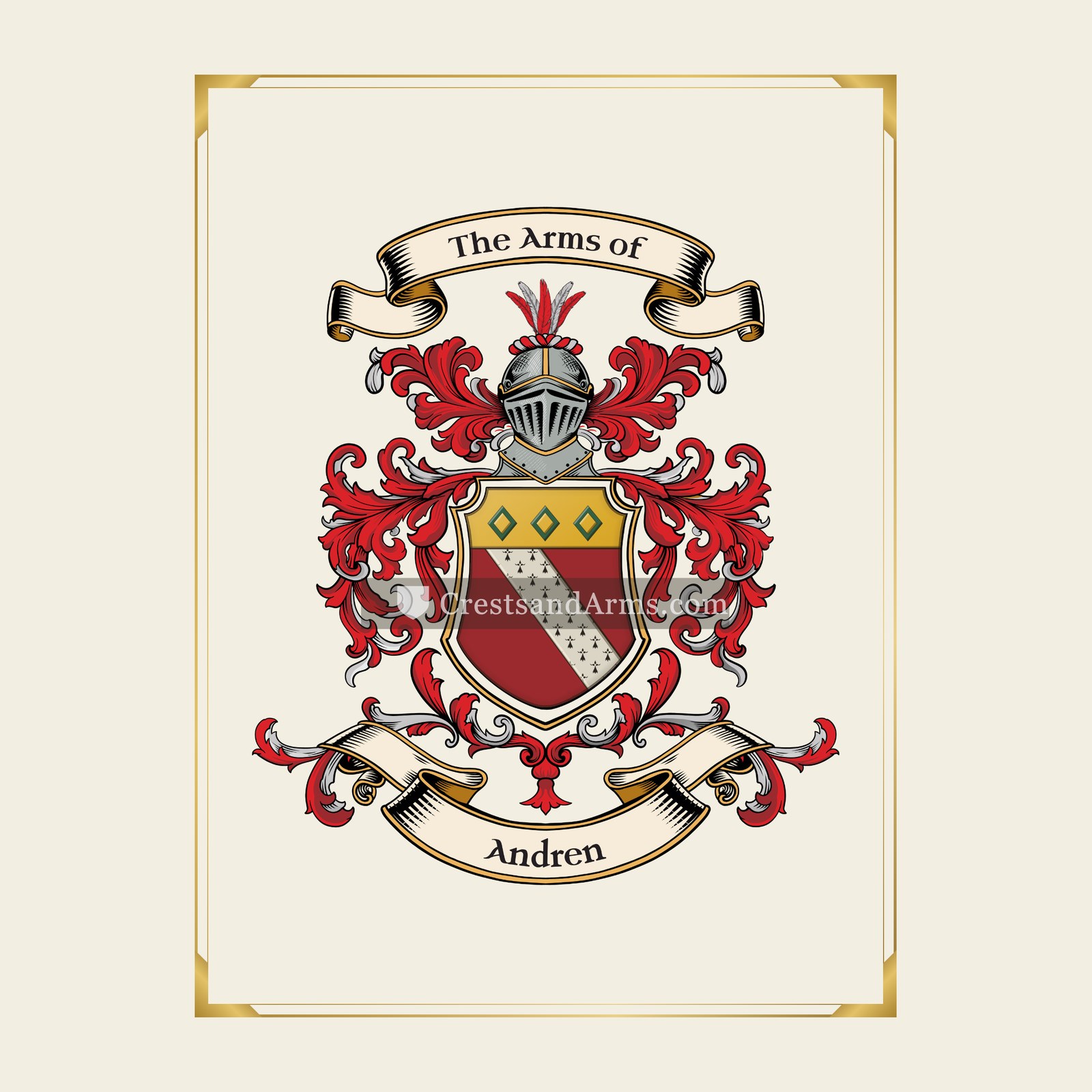 With gold border