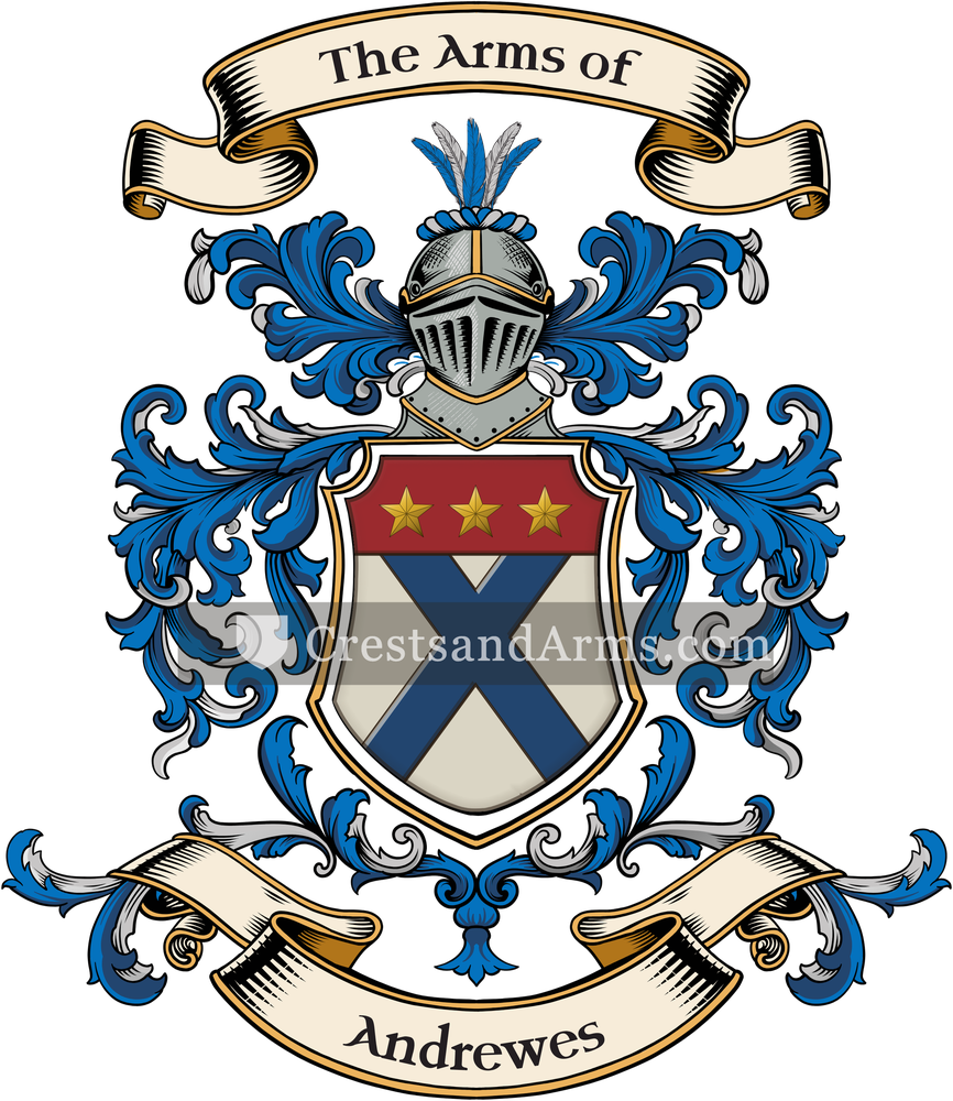 The Andrewes coat of arms, drawn from the recorded blazon