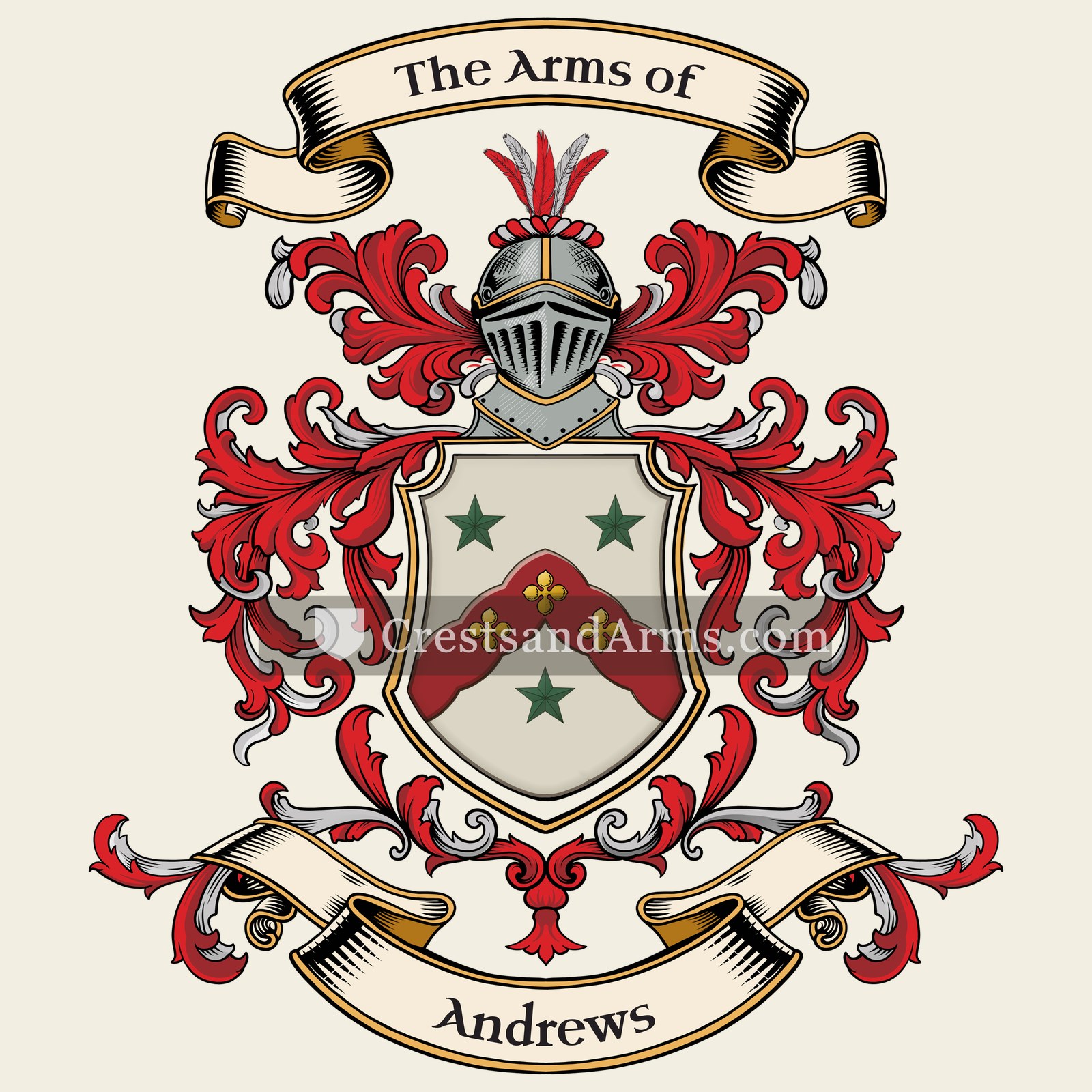 The Andrews coat of arms, drawn from the recorded blazon