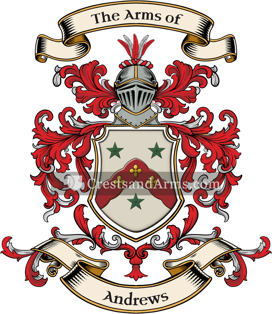 The Andrews coat of arms, drawn from the recorded blazon