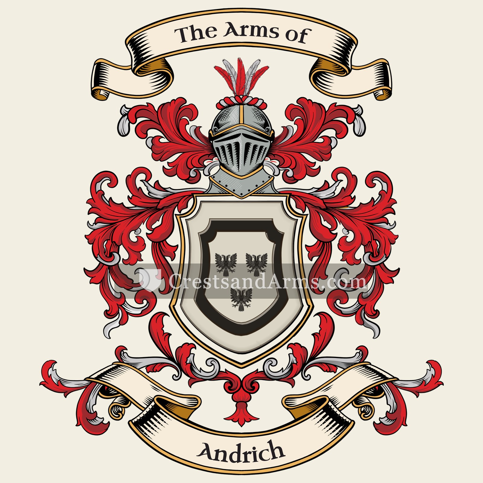 The Andrich coat of arms, drawn from the recorded blazon