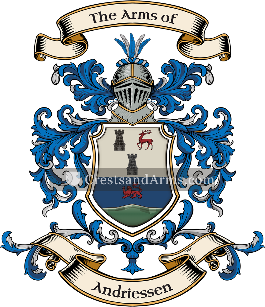 The Andriessen coat of arms, drawn from the recorded blazon