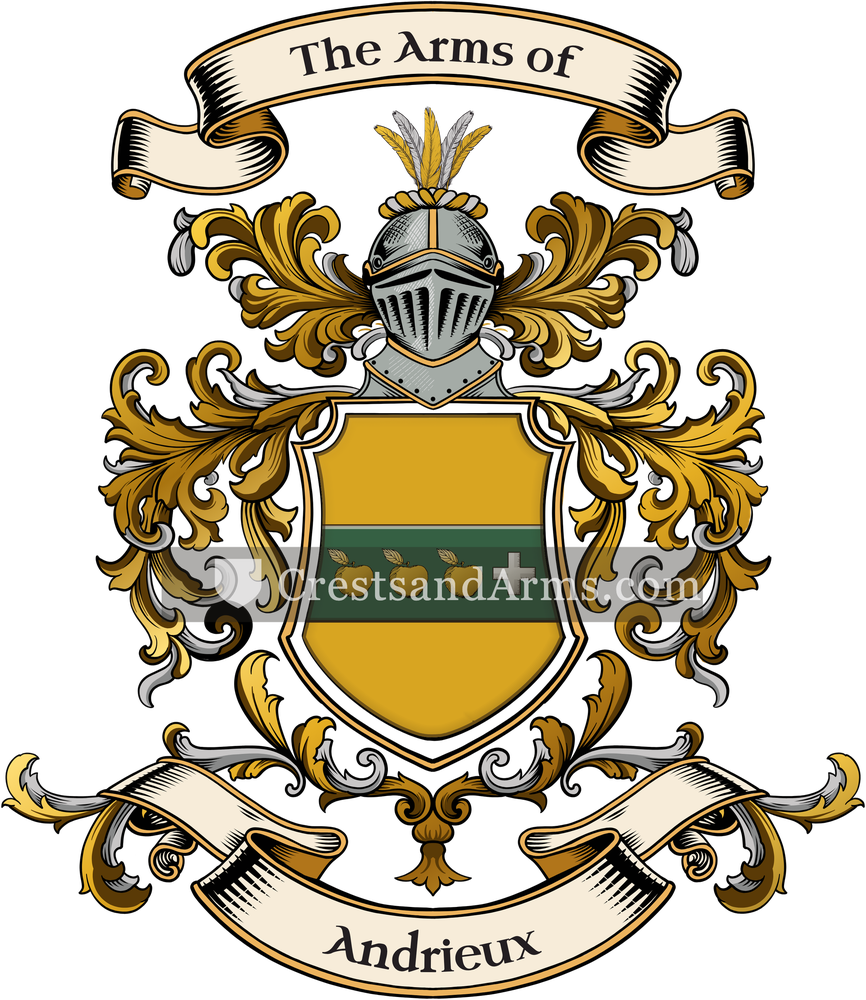 The Andrieux coat of arms, drawn from the recorded blazon