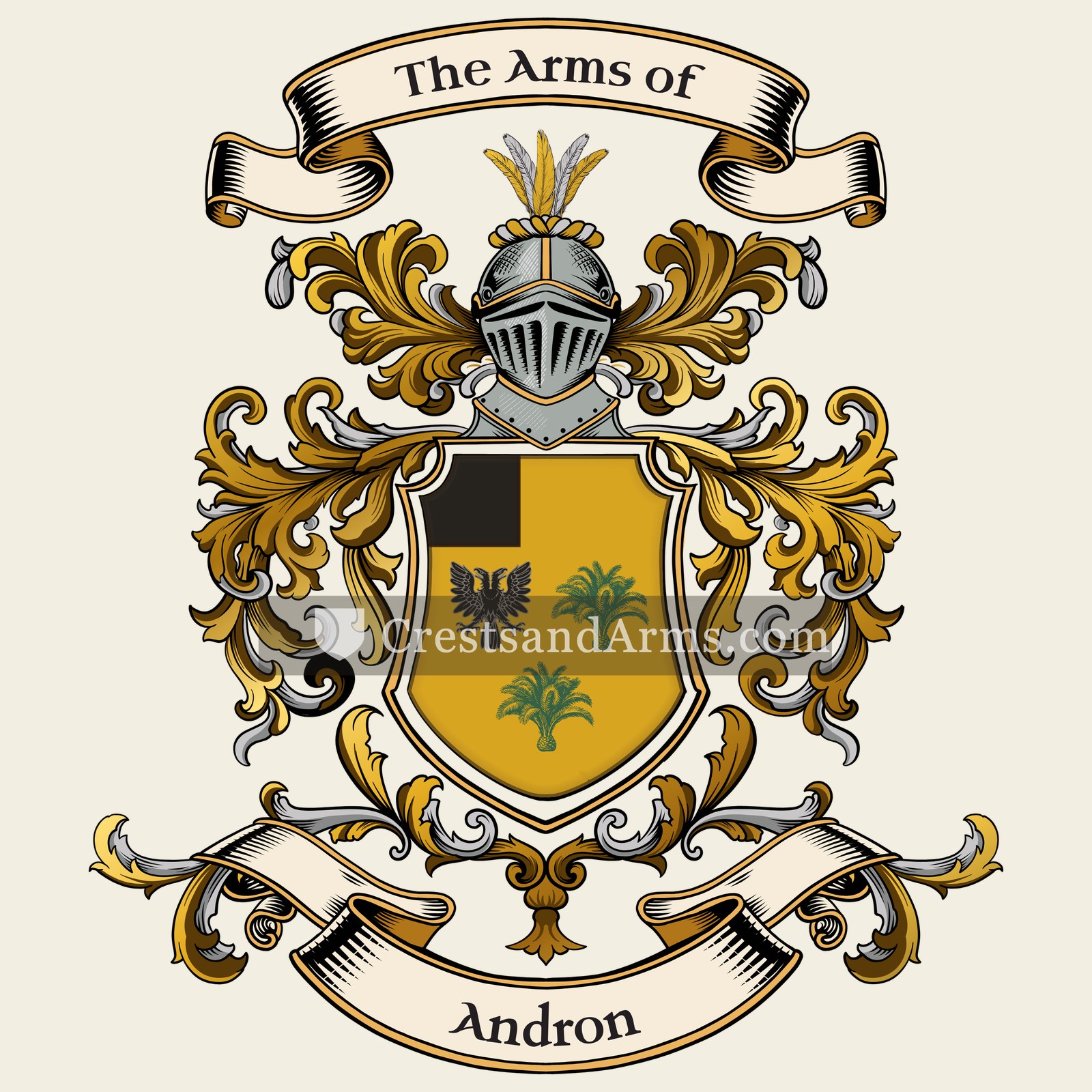 The Andron coat of arms, drawn from the recorded blazon