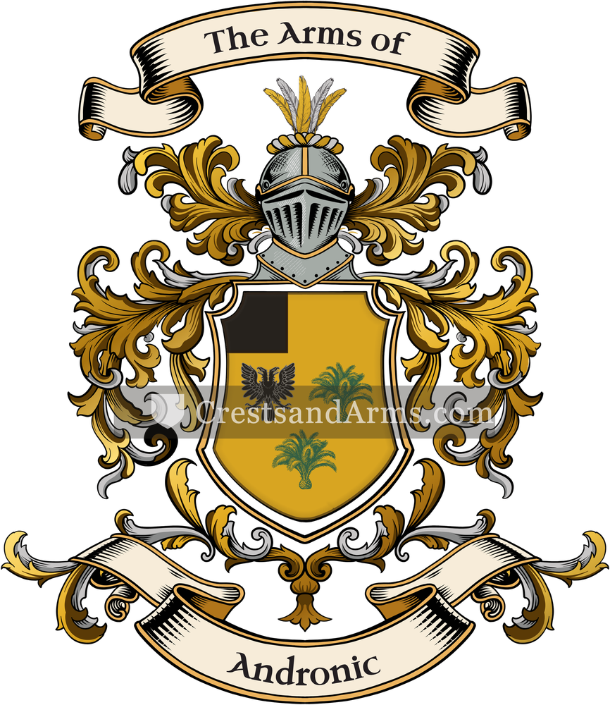 The Andronic coat of arms, drawn from the recorded blazon