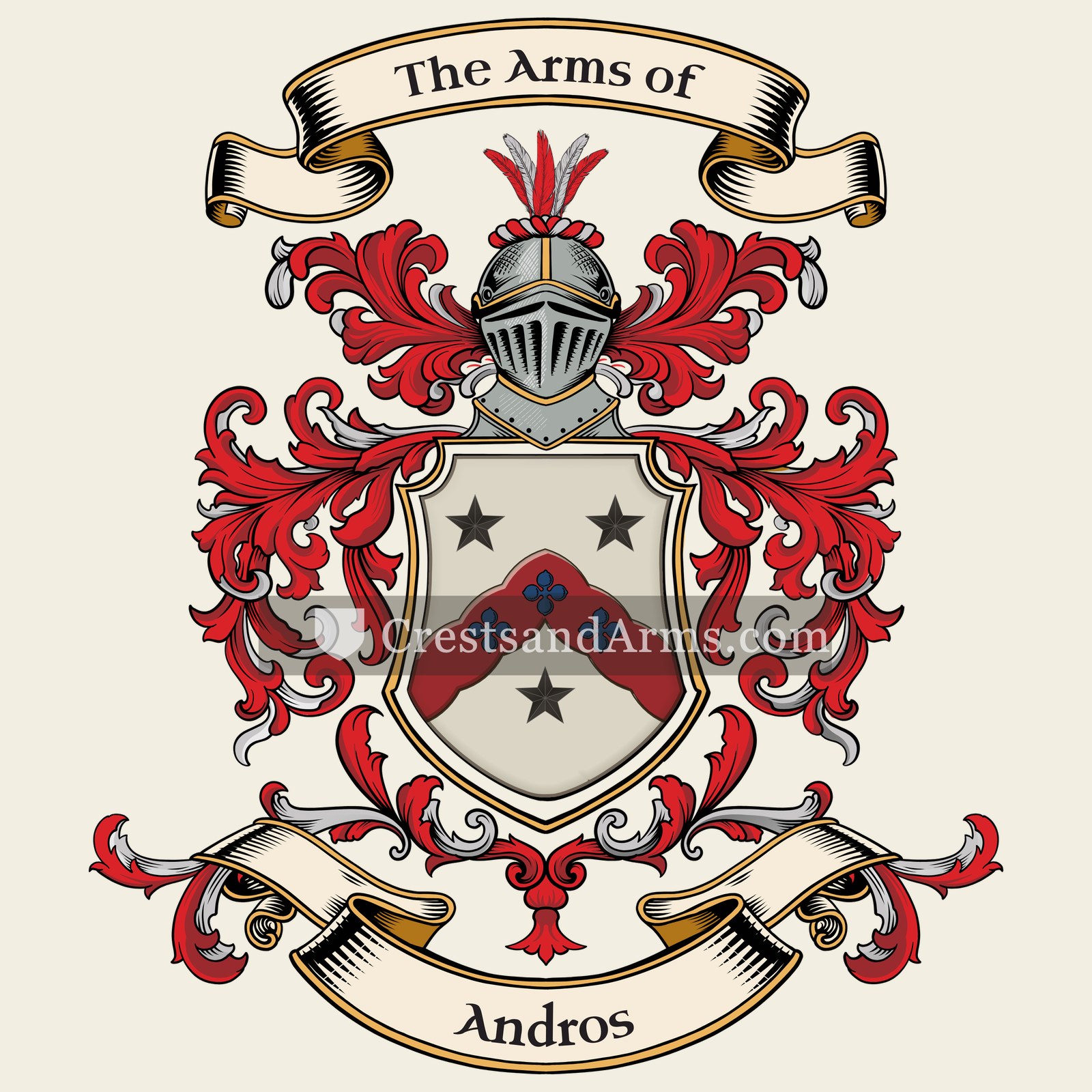 The Andros coat of arms, drawn from the recorded blazon