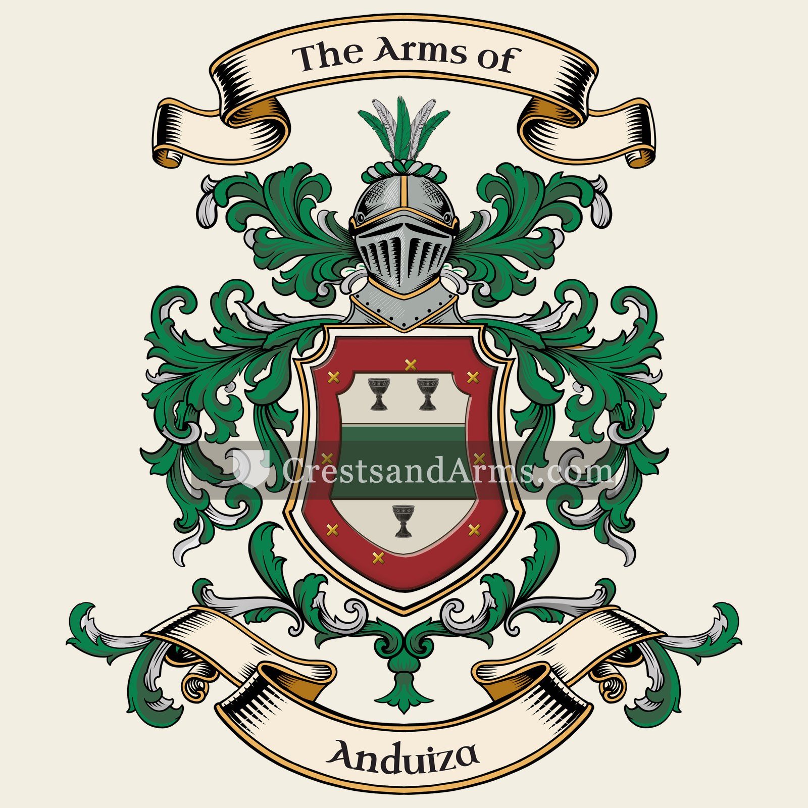 The Anduiza coat of arms, drawn from the recorded blazon