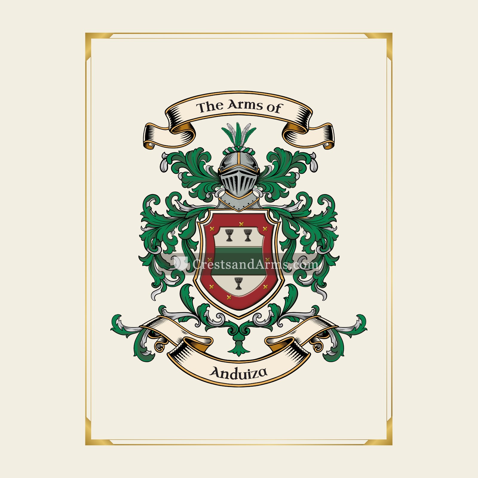 With gold border