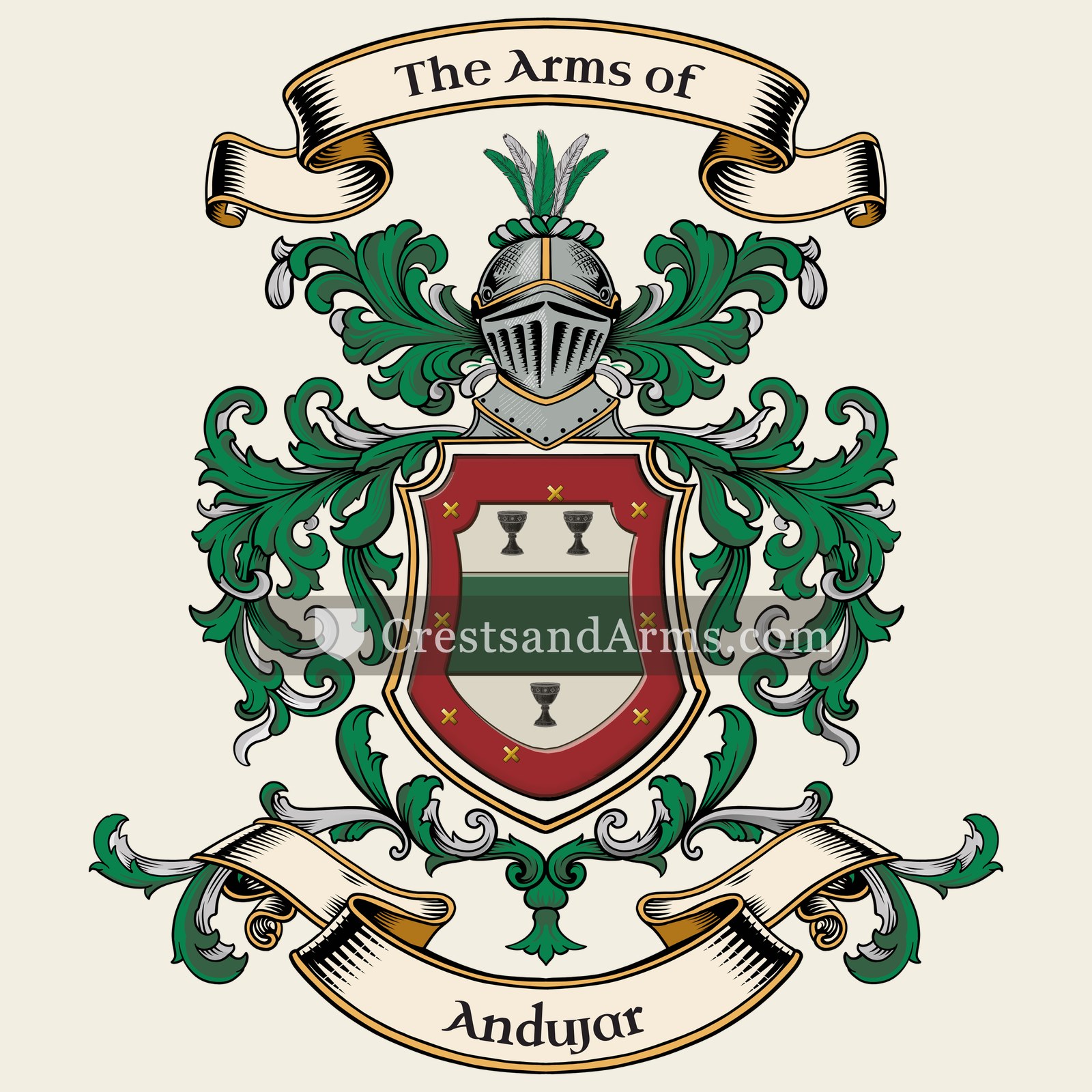 The Andujar coat of arms, drawn from the recorded blazon
